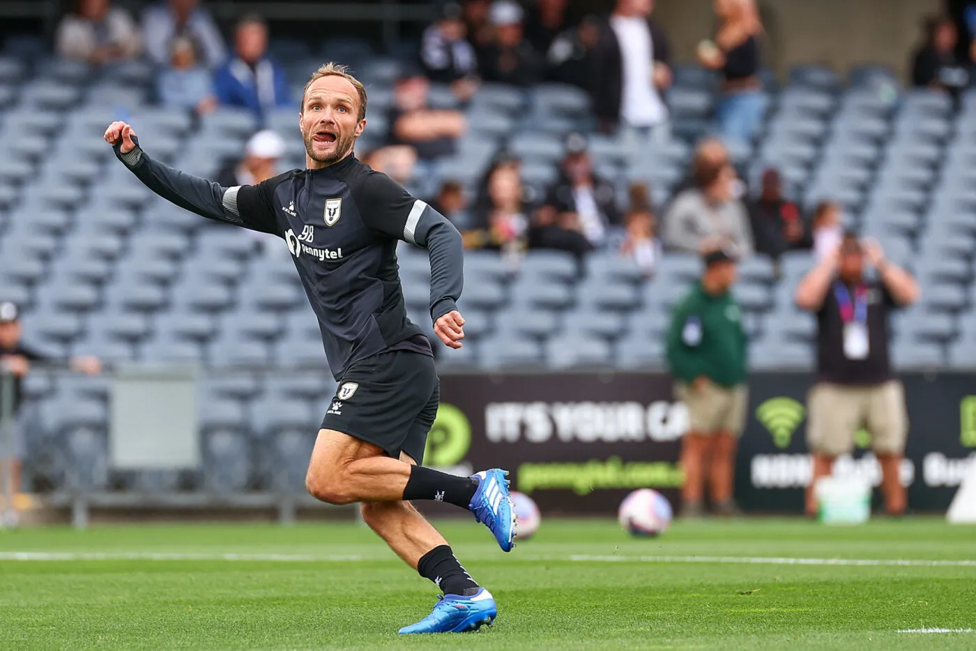 4th November 2023; Campbelltown Stadium, Sydney, NSW, Australia: A-League Football, Macarthur FC versus Western United; Valere Germain of Macarthur FC during the pre game warm up drills - Photo by Icon sport