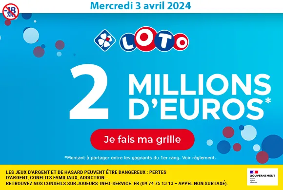 Loto du mercredi 3 avril 2024 : 2 millions d'euros à gagner ...