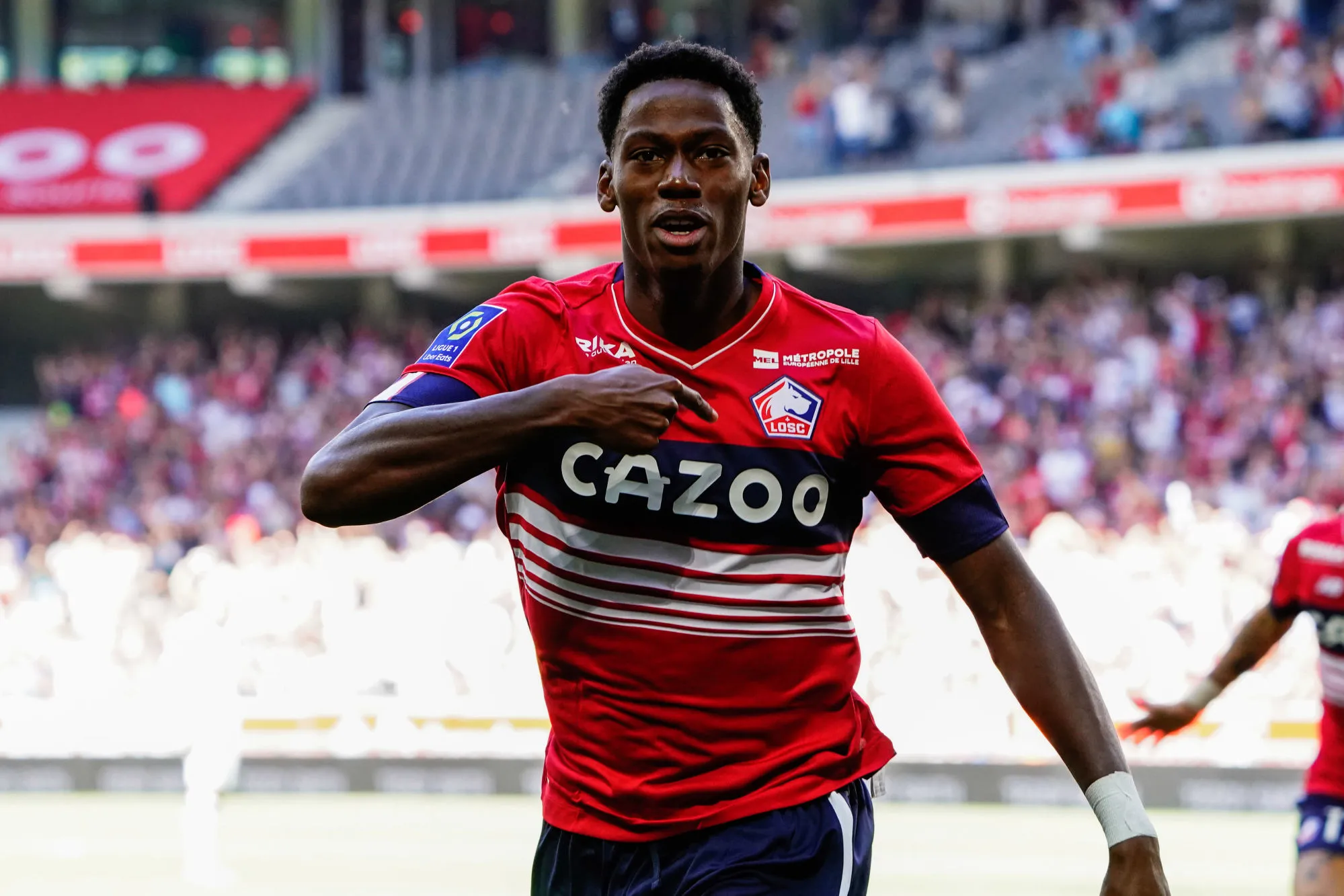 Jonathan DAVID of Lille during the Ligue 1 Uber Eats match between Lille and Auxerre at Stade Pierre Mauroy on August 7, 2022 in Lille, France. (Photo by Sandra Ruhaut/Icon Sport)