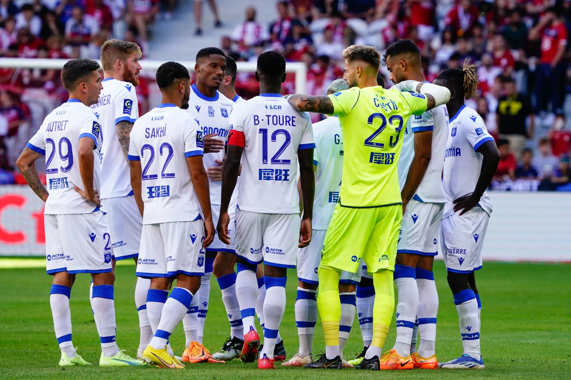 TEAM of Auxerre during the Ligue 1 Uber Eats match between Lille and Auxerre at Stade Pierre Mauroy on August 7, 2022 in Lille, France. (Photo by Sandra Ruhaut/Icon Sport)