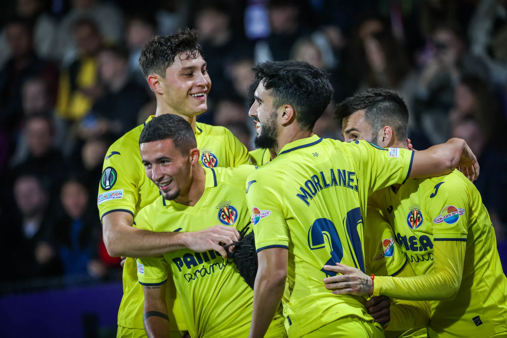 VIENNA,AUSTRIA,13.OCT.22 - SOCCER - UEFA Europa Conference League, group stage, FK Austria Wien vs Villarreal CF. Image shows the rejoicing of Villarreal.
Photo: GEPA pictures/ David Bitzan - Photo by Icon sport