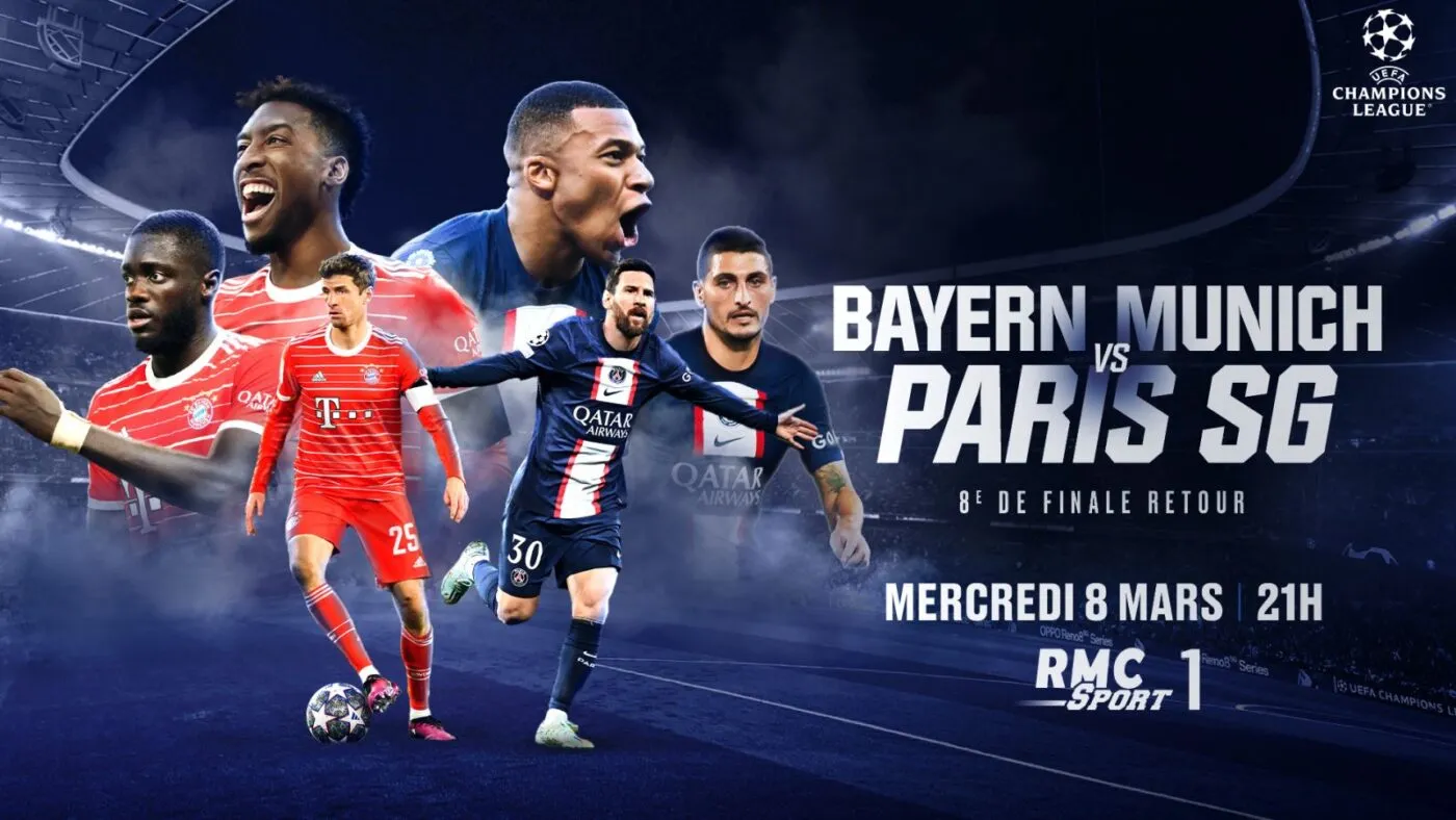 Regardez l&rsquo;affiche Bayern – PSG en direct sur RMC Sport !