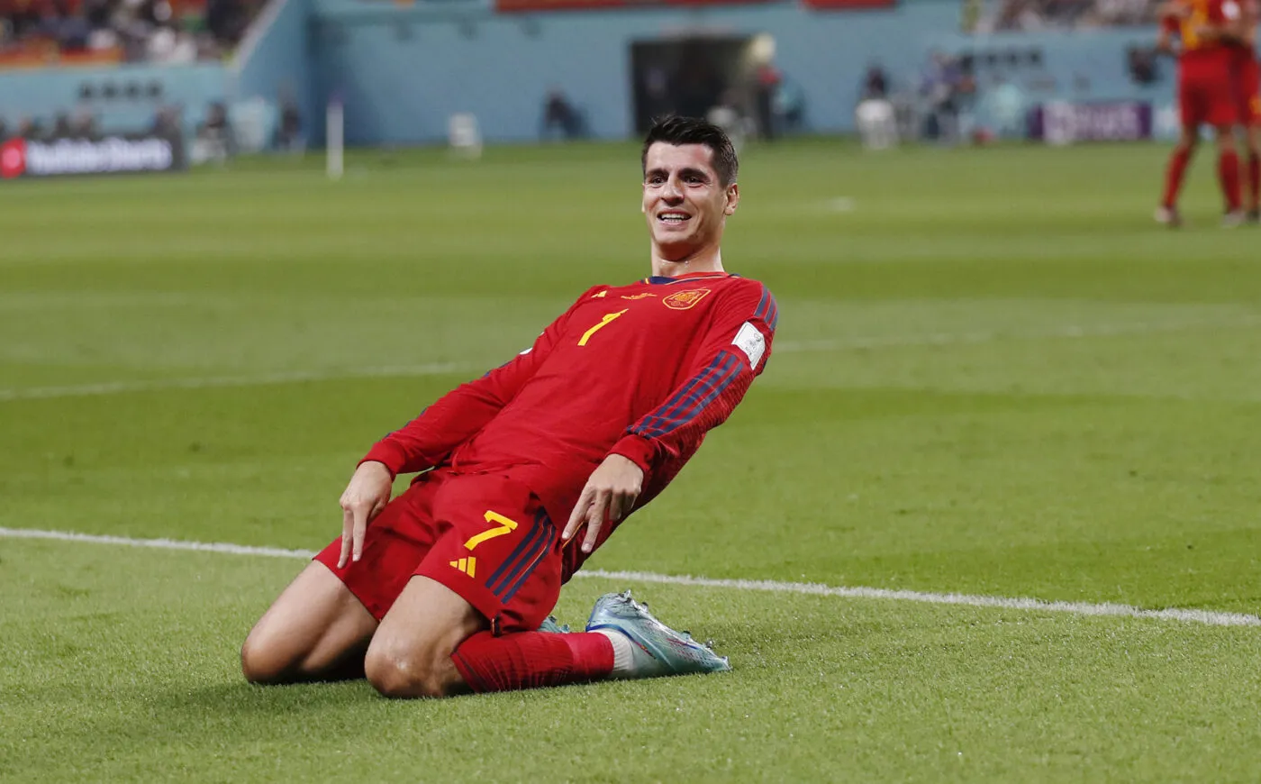Partido del Mundial del Qatar entre Japón y España. En la imagen, Morata celebra su gol.