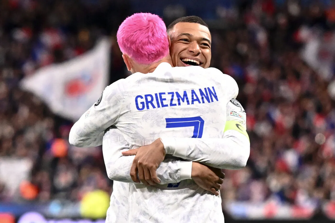07 Antoine GRIEZMANN (fra) - 10 Kylian MBAPPE (fra) during the UEFA Euro 2024 Qualifying, Group B match between France and Netherlands on March 24, 2023 in Paris, France. (Photo by Anthony Bibard/FEP/Icon Sport)