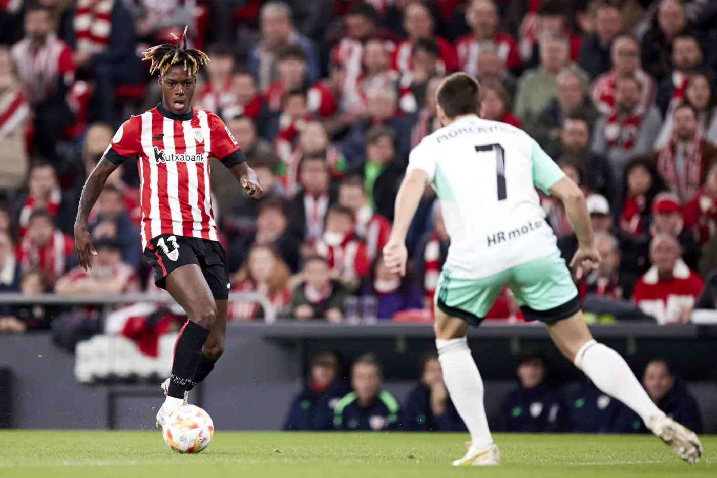 Partido de vuelta de semifinales de la Copa del Rey entre el Athletic y el Osasuna. En la imagen, Nico Williams.