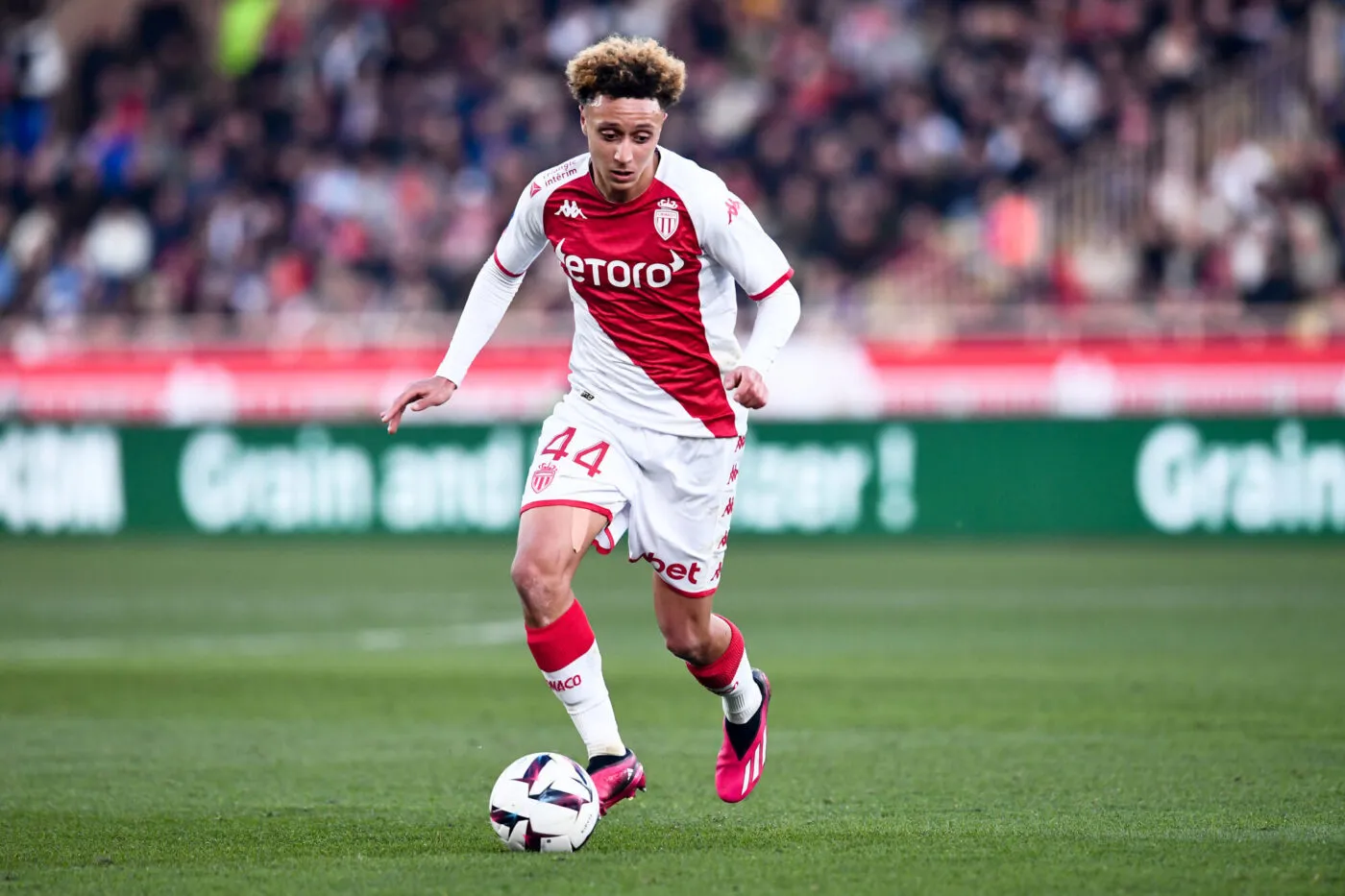 Eliesse BEN SEGHIR of Monaco during the Ligue 1 Uber Eats match between Monaco and Paris Saint Germain at Stade Louis II on February 11, 2023 in Monaco, Monaco. (Photo by Philippe Lecoeur/FEP/Icon Sport)