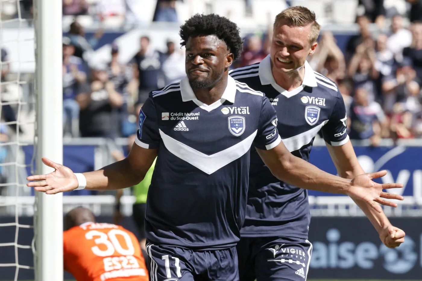 11 Josh MAJA (fcgb) during the Ligue 2 BKT match between Bordeaux and Bastia at Stade Matmut Atlantique on April 8, 2023 in Bordeaux, France. (Photo by Loic Baratoux/FEP/Icon Sport)