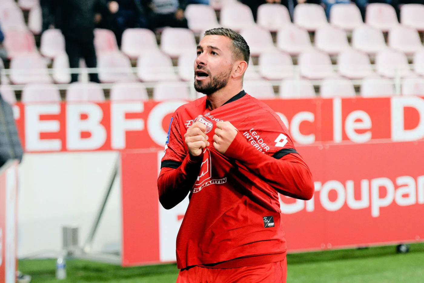 Mickael LE BIHAN of Dijon celebrates his goal during the Ligue 2 BKT match between Dijon and Rodez at Stade Gaston Gerard on April 8, 2023 in Dijon, France. (Photo by Vincent Poyer/Icon Sport)