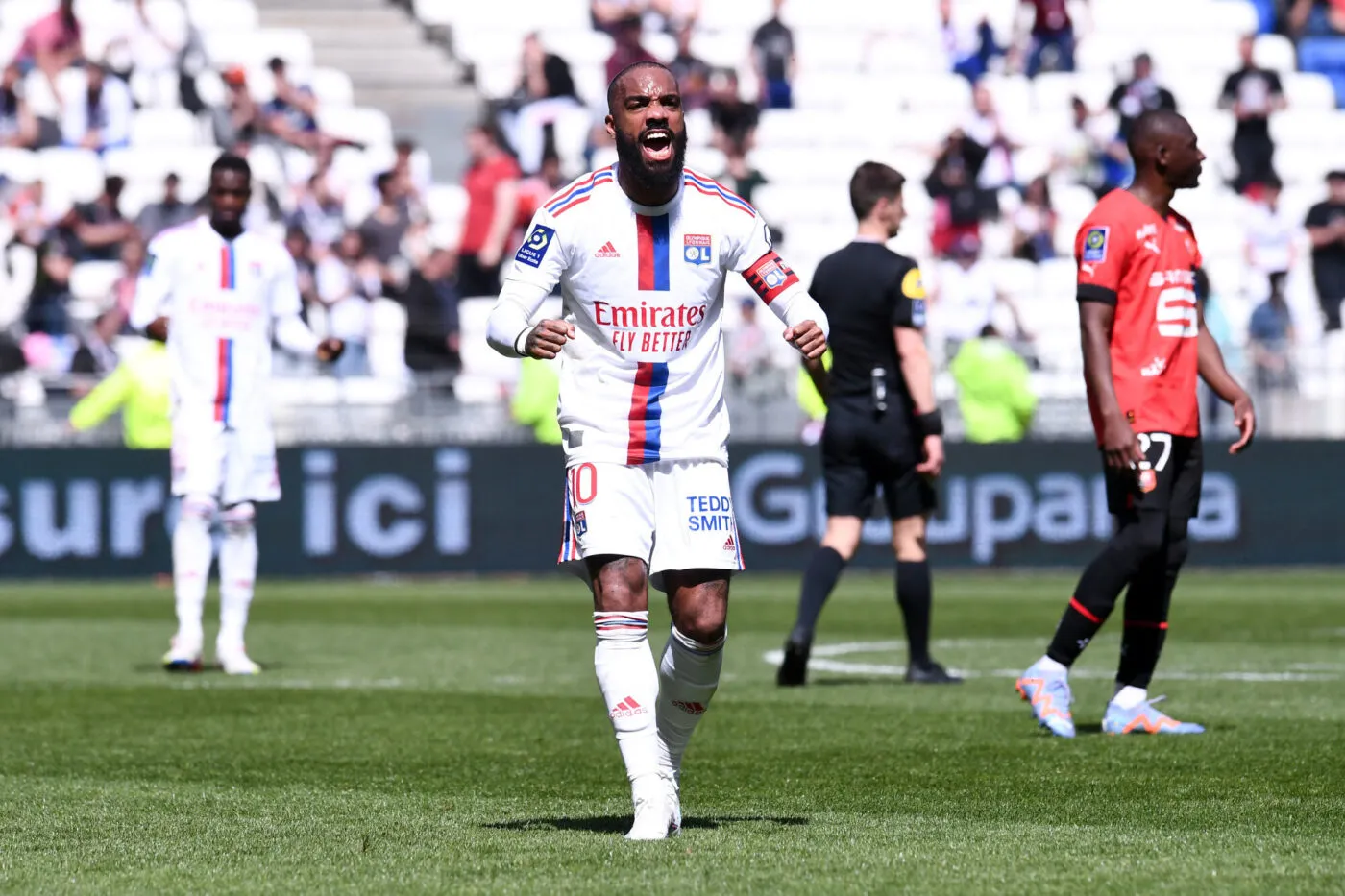 10 Alexandre LACAZETTE (ol) during the Ligue 1 Uber Eats match between Lyon and Rennes at Groupama Stadium on April 9, 2023 in Lyon, France. (Photo by Philippe Lecoeur/FEP/Icon Sport)