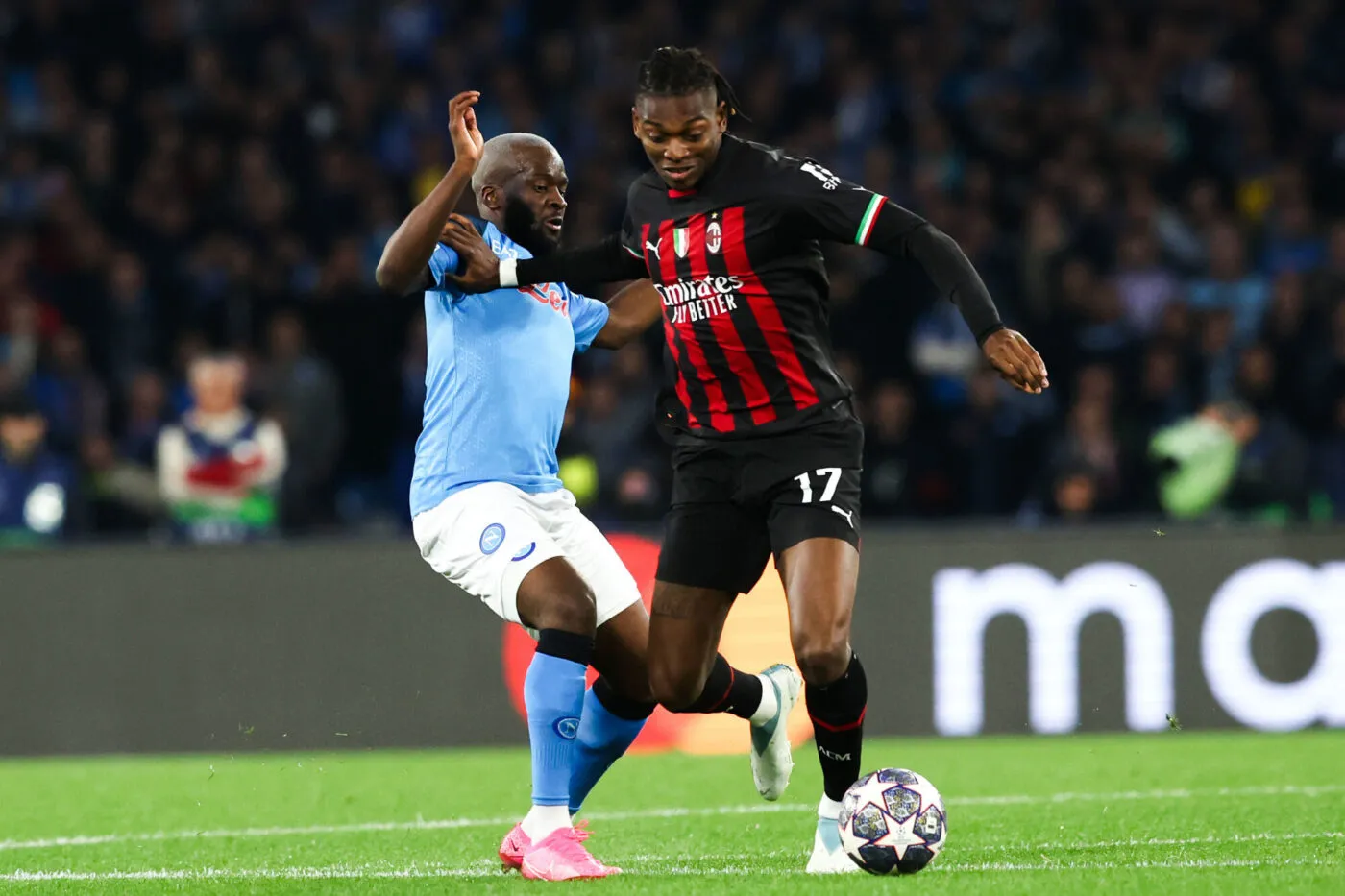 Foto Alessandro Garofalo/LaPresse 18 Aprile 2023 - Napoli , Italia - sport, calcio - Napoli vs Milan - Champions League 2022/2023 - Quarti di finale -Stadio Diego Armando Maradona Nella foto:Rafael Leao (AC Milan) April 12 , 2023 Napoli , Italy - sport, calcio - Napoli vs Milan - Champions League 2022/2023 - Quarter finals- Diego Armando Maradona Stadium . In the pic : Rafael Leao (AC Milan) - Photo by Icon sport