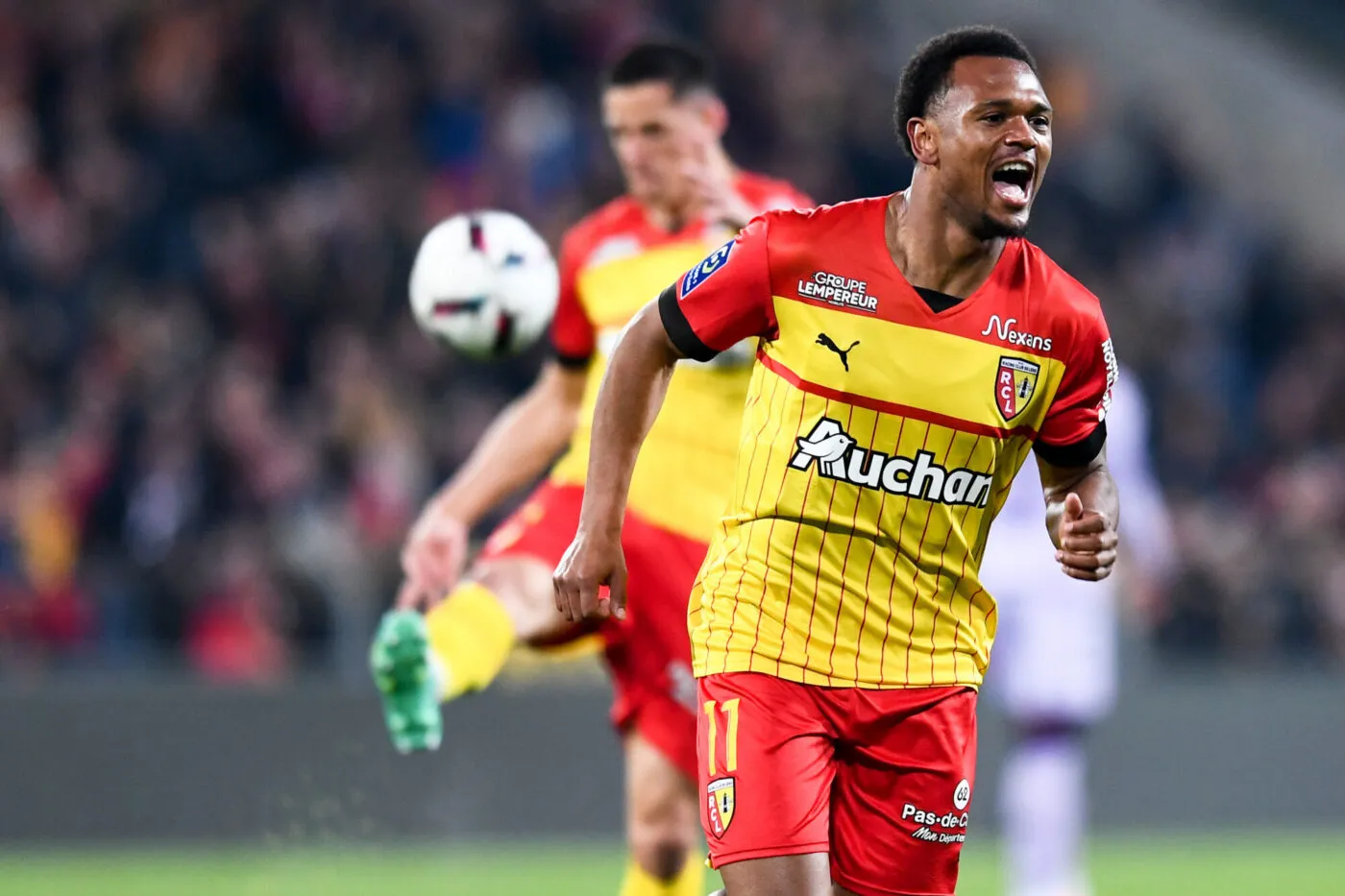 11 Ikoma-Lois OPENDA (rcl) during the Ligue 1 Uber Eats match between Lens and Monaco on April 22, 2023 in Lens, France. (Photo by Philippe Lecoeur/FEP/Icon Sport)
