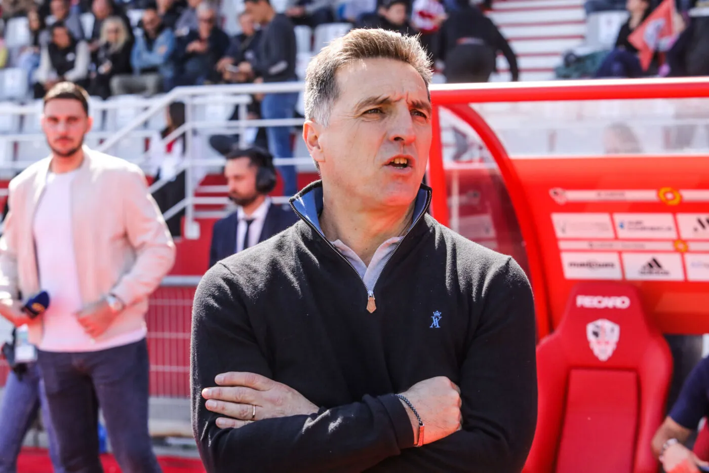Christophe PELISSIER head coach of Auxerre during the Ligue 1 Uber Eats match between Ajaccio and Auxerre at Stade Francois Coty on April 9, 2023 in Ajaccio, France. (Photo by Michel Luccioni/Icon Sport)