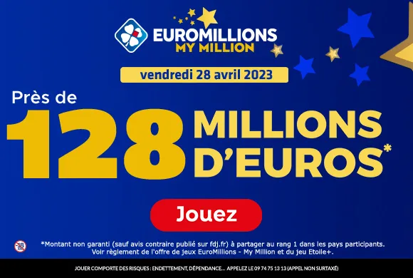 EuroMillions vendredi 28 avril 2023 : 128 millions d’euros à gagner  !