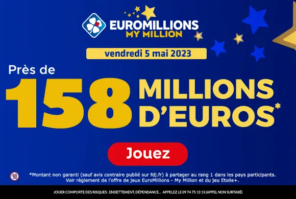 EuroMillions vendredi 5 mai 2023 : 158 millions d’euros à gagner !