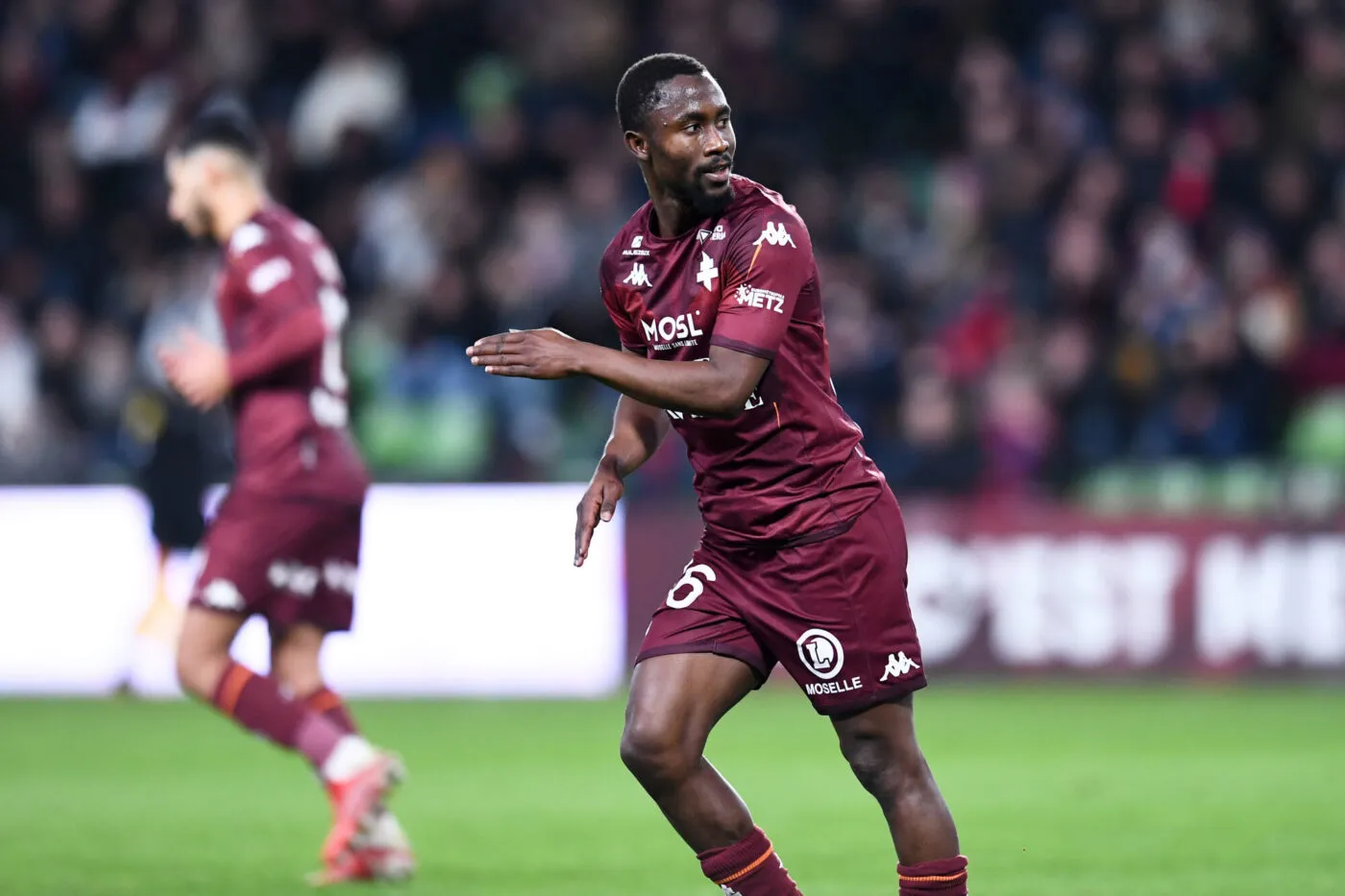 36 Ablie JALLOW (fcm) during the Ligue 2 BKT match between Football Club de Metz and Quevilly Rouen Metropole at Stade Saint-Symphorien on January 13, 2023 in Metz, France. (Photo by Philippe Lecoeur/FEP/Icon Sport)