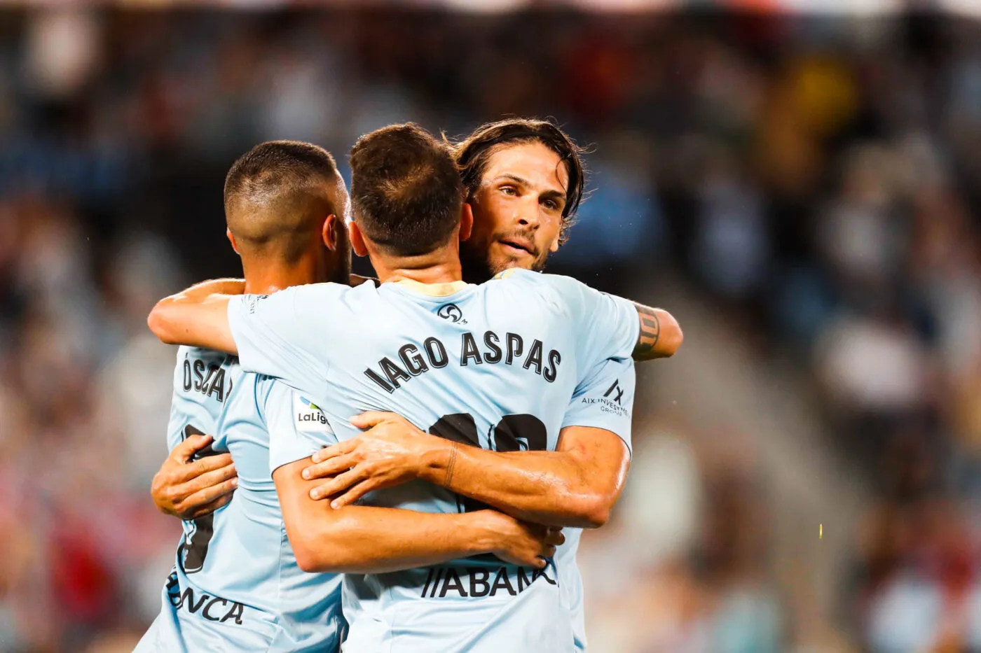 Partido de LaLiga Santander disputado entre Celta y Real Madrid. En la imagen, Iago Aspas celebra el tanto del empate. LaLiga Santander match played between Celta and Real Madrid. In this picture, Iago Apsas celebrates the equalizer goal.