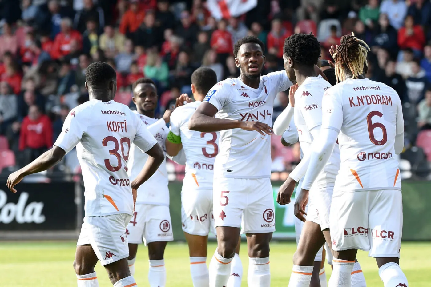 05 Fali CANDE (fcm) during the Ligue 2 BKT match between Guingamp and Metz at Stade du Roudourou on May 20, 2023 in Guingamp, France. (Photo by Christophe Saidi/FEP/Icon Sport)