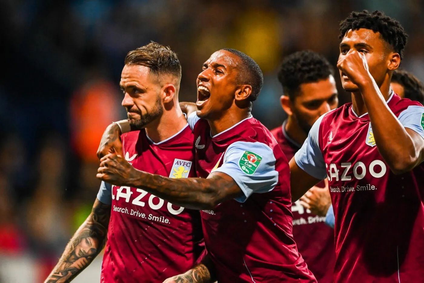 Danny Ings #9 of Aston Villa  celebrates his goal from the penalty spot to make the score 1-2 in ,  on 8/23/2022. (Photo by Craig Thomas/News Images/Sipa USA)   - Photo by Icon sport