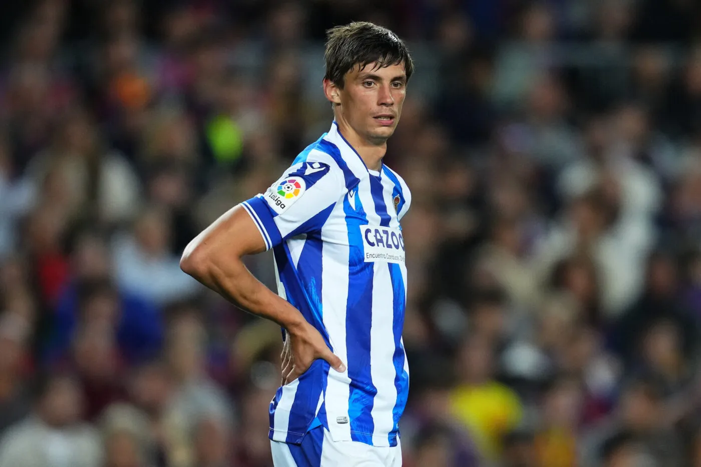 Robin Le Normand of Real Sociedad during the La Liga match between FC Barcelona and Real Sociedad played at Spotify Camp Nou Stadium on May 20, 2023 in Barcelona, Spain. (Photo by Sergio Ruiz / Pressinphoto / Icon Sport) - Photo by Icon sport