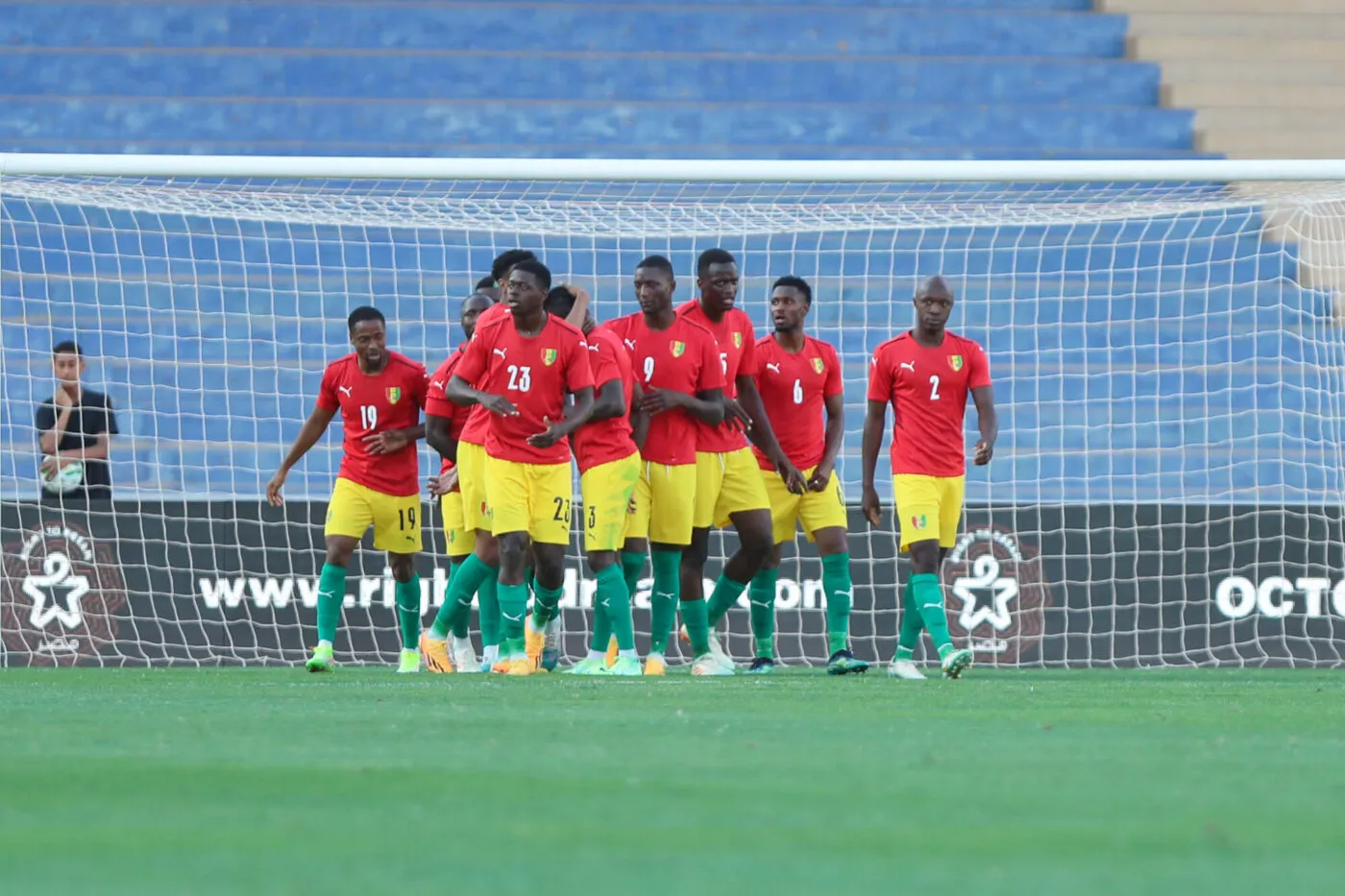 Serhou Guirassy of Guinea celebrates goal during the Africa Cup of Nations Qualification 2022/23 match between Guinea And Egypt held at Grand Stadium Of Marrakech In Marrakech , Morocco on 14 June 2023 - Photo by Icon sport