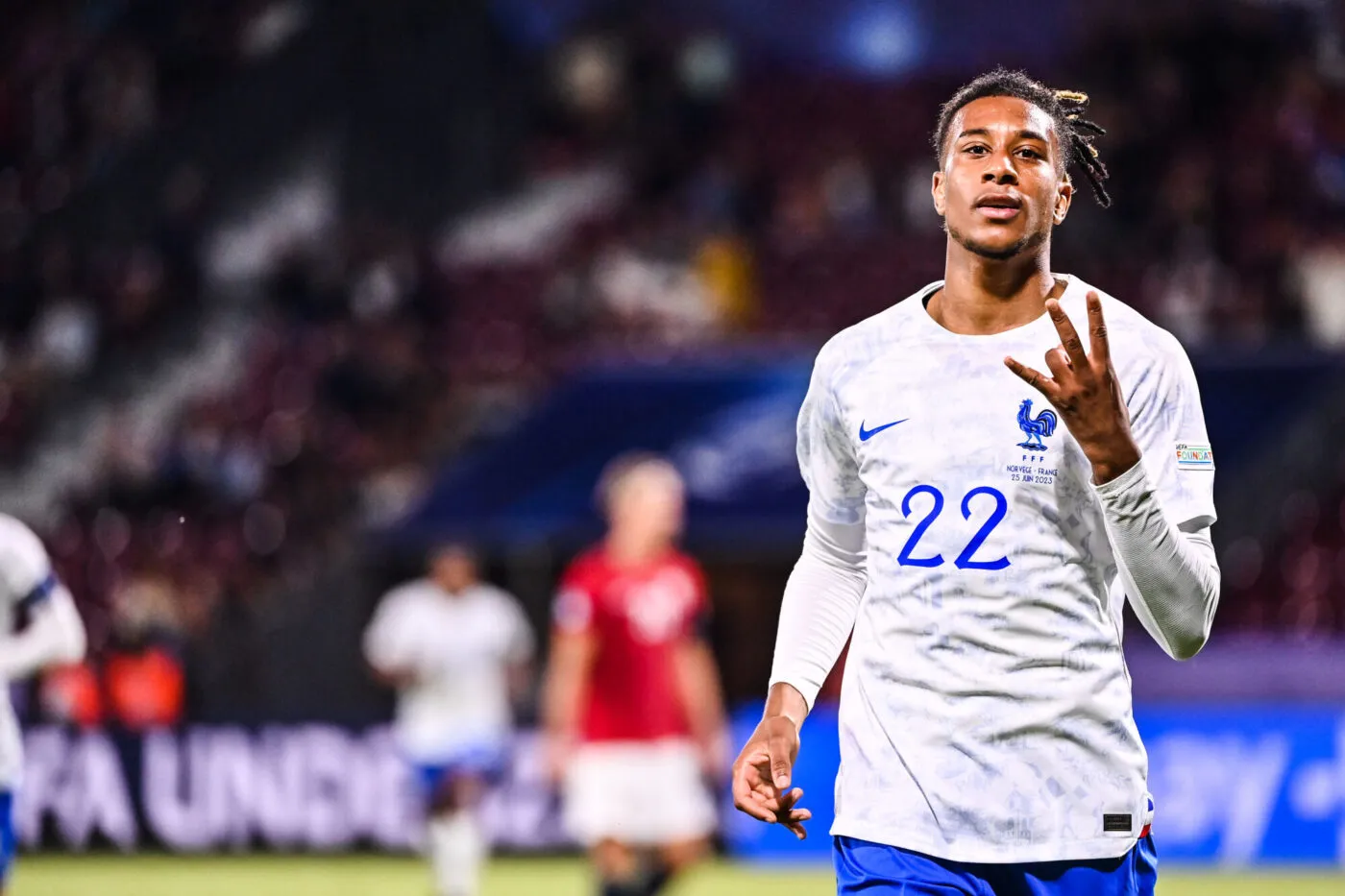 Michael OLISE of France celebrates his goal during the U21 EURO 2023, match between Norway and France on June 25, 2023 at Stadionul Dr. Constantin Radulescu, in Cluj-Napoca, Romania. (Photo by Anthony Dibon/Icon Sport )