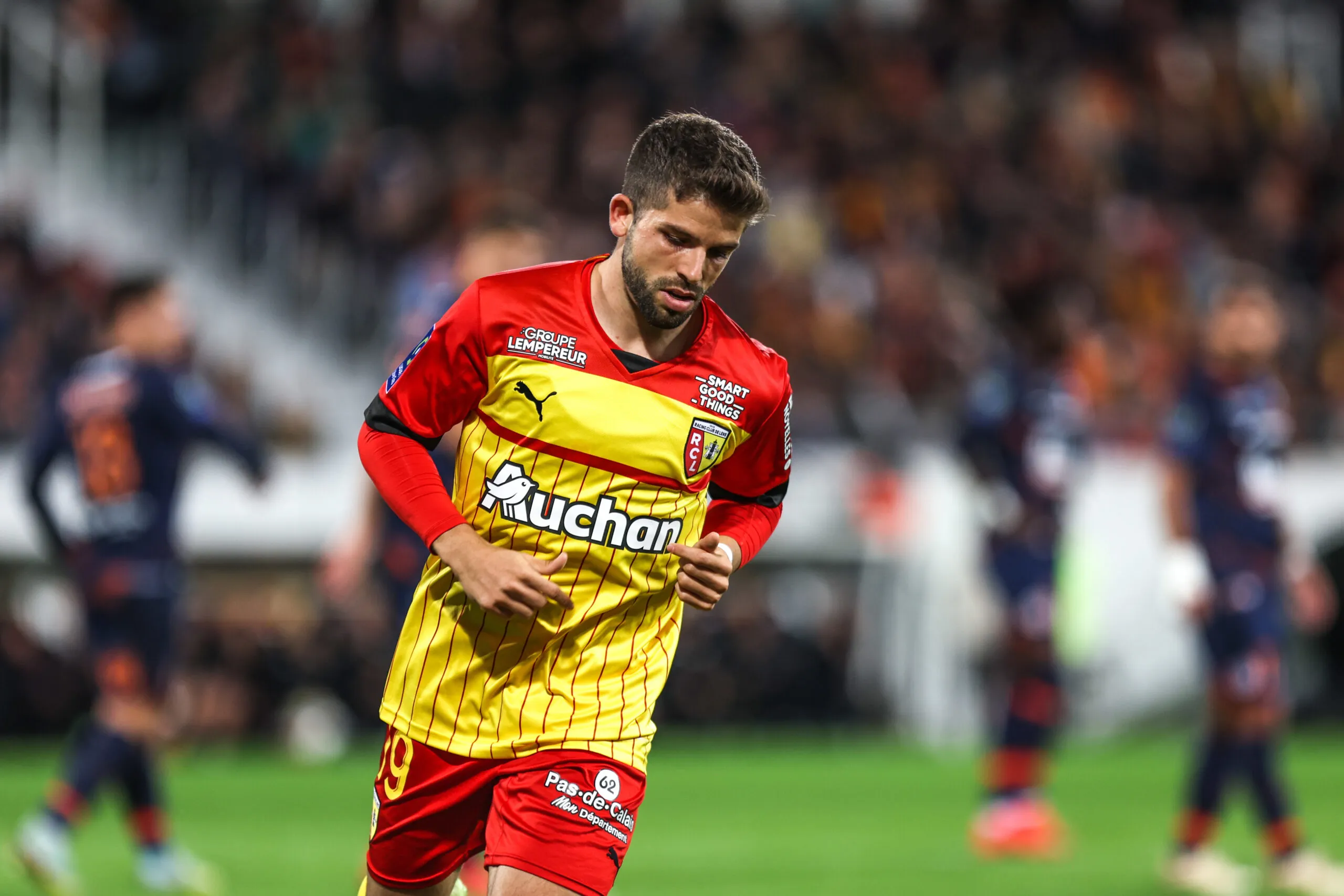 Jimmy CABOT of Lens during the Ligue 1 Uber Eats match between Lens and Montpellier at Stade Felix Bollaert on October 15, 2022 in Lens, France. (Photo by Johnny Fidelin/Icon Sport)