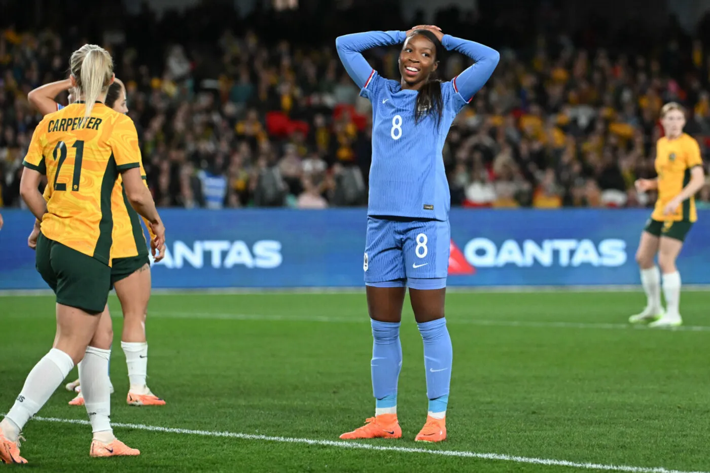 CommBank Matildas, ‘Send Off’ Match v France at Marvel Stadium in Melbourne, Australia on 14 July, 2023 Grace Geyoro of France reaction after missing a shot on goal. (Photo by Mark Avellino/Sportpix/Sipa USA) - Photo by Icon sport