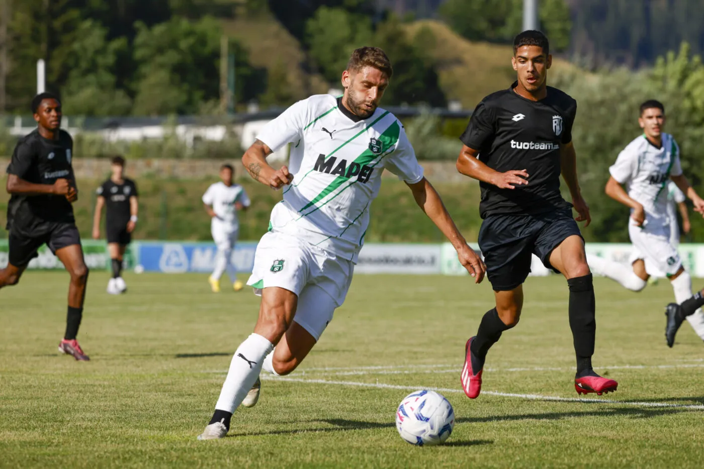 Foto Castaldi/LaPresse 15 Luglio 2023 - Vipiteno , Italia - sport, calcio - Sassuolo vs Real Vicenza - Amichevole - Stadio Centro Sportivo Vipiteno Nella foto: Domenico Berardi (Sassuolo) July 15, 2023 Vipiteno, Italy - sport, calcio - Sassuolo vs Real Vicenza - Italian Friendly - Centro Sportivo Vipiteno Stadium. In the pic: Domenico Berardi (Sassuolo) - Photo by Icon sport