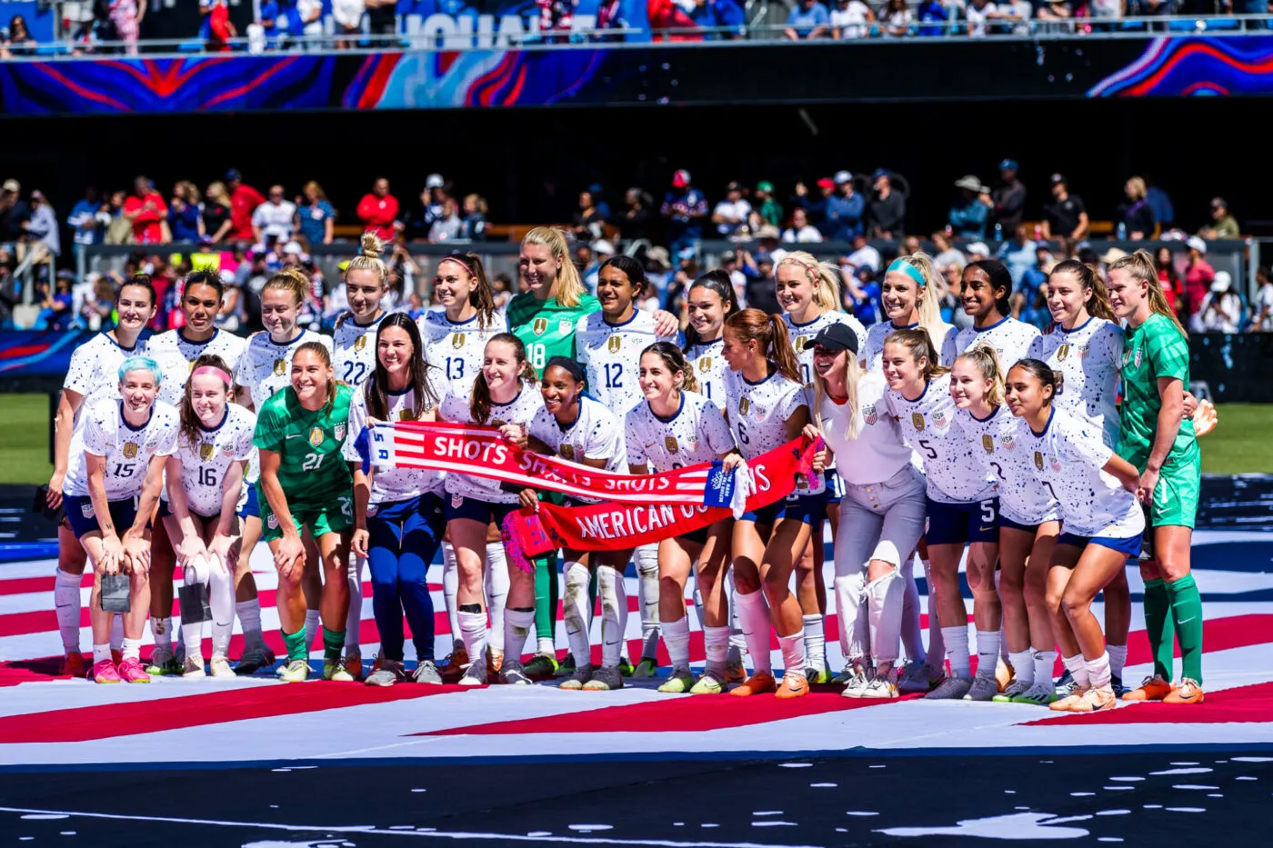 Jul 9, 2023; San Jose, California, USA; The US WomenÕs National Team poses after the game against Wales at PayPal Park. Mandatory Credit: John Hefti-USA TODAY Sports/Sipa USA - Photo by Icon sport