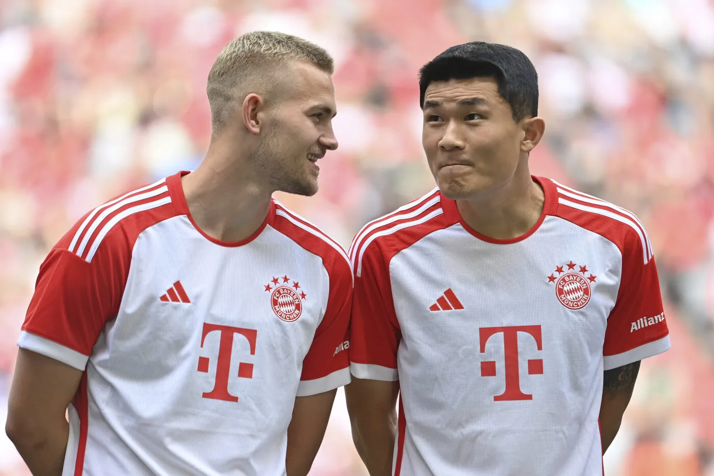 From left: Matthijs DE LIGT (FC Bayern Munich), Minjae KIM (FC Bayern Munich). Team presentation FC Bayern Munich season 2023/2024 on July 23, 2023 in the ALLIANZARENA, football 1. Bundesliga? - Photo by Icon sport