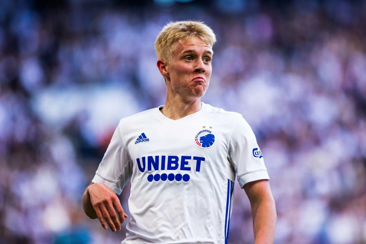 Copenhagen, Denmark. 22nd, May 2022. Hakon Arnar Haraldsson (30) of FC Copenhagen scores for 1-0 during the 3F Superliga match between FC Copenhagen and Aalborg Boldklub at Parken in Copenhagen. (Photo credit: Gonzales Photo - Dejan Obretkovic). 