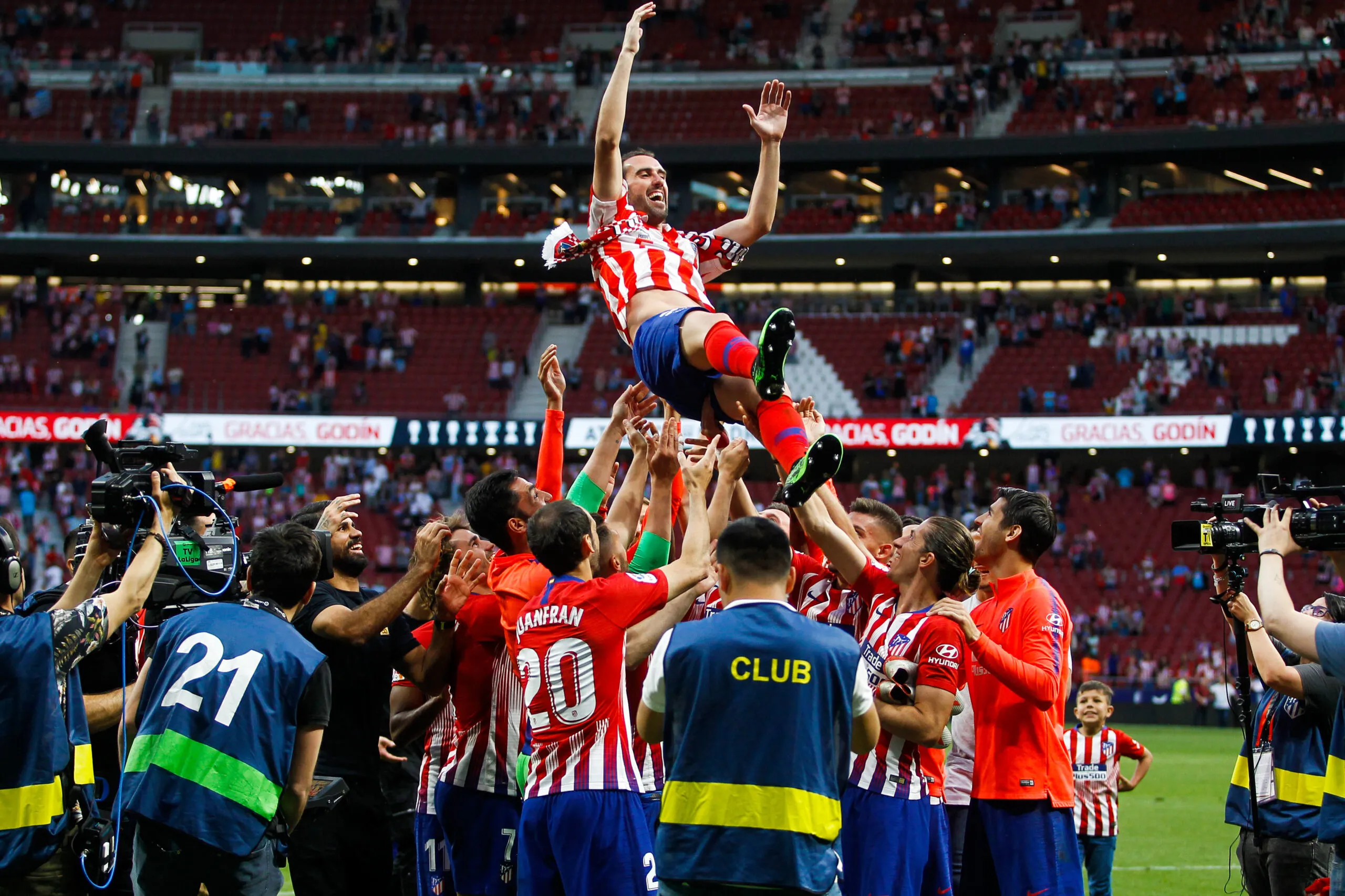 Diego Godin during the Liga match between Atletico and Sevilla on 12th May 2019