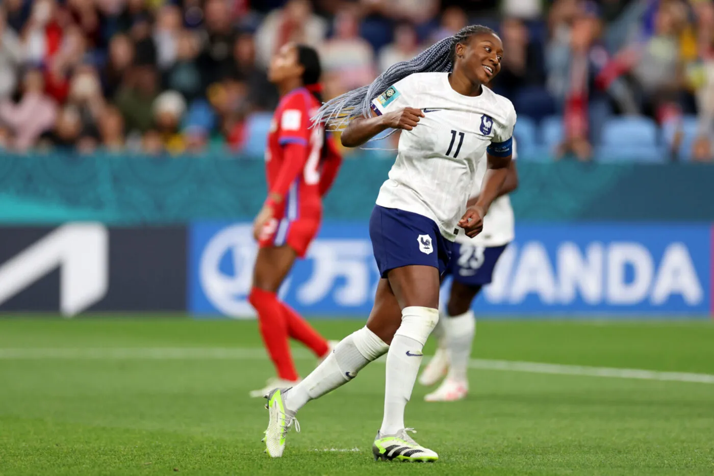 Sydeny, Australien, 02.08.2023: Kadidiatou Diani (France) erzielt das Tor zum 1:5 waehrend des Spiels der Group F - FIFA Women's World Cup Australia &amp; New Zealand 2023 zwischen Panama vs France im Sydney Fußballstadion am 02. August 2023 in Sydeny, Australien. (Foto von Sajad Imanian/DeFodi Images) Sydeny, Australia, 02.08.2023: Kadidiatou Diani (France) celebrates after scoring her team's fifth goal during the Group F - FIFA Women's World Cup Australia &amp; New Zealand 2023 match between Panama vs France at Sydney Football Stadium on August 2, 2023 in Sydeny, Australia. (Photo by Sajad Imanian/DeFodi Images) - Photo by Icon sport