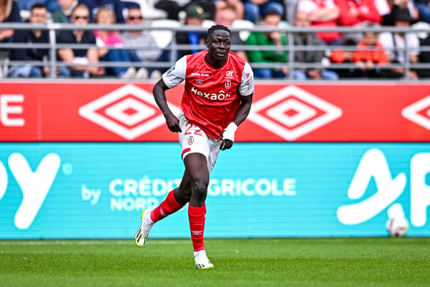 Oumar DIAKITE of Reims during the pre-season friendly soccer match between Reims and Torino at Stade Auguste Delaune on August 6, 2023 in Reims, France. (Photo by Baptiste Fernandez/Icon Sport)