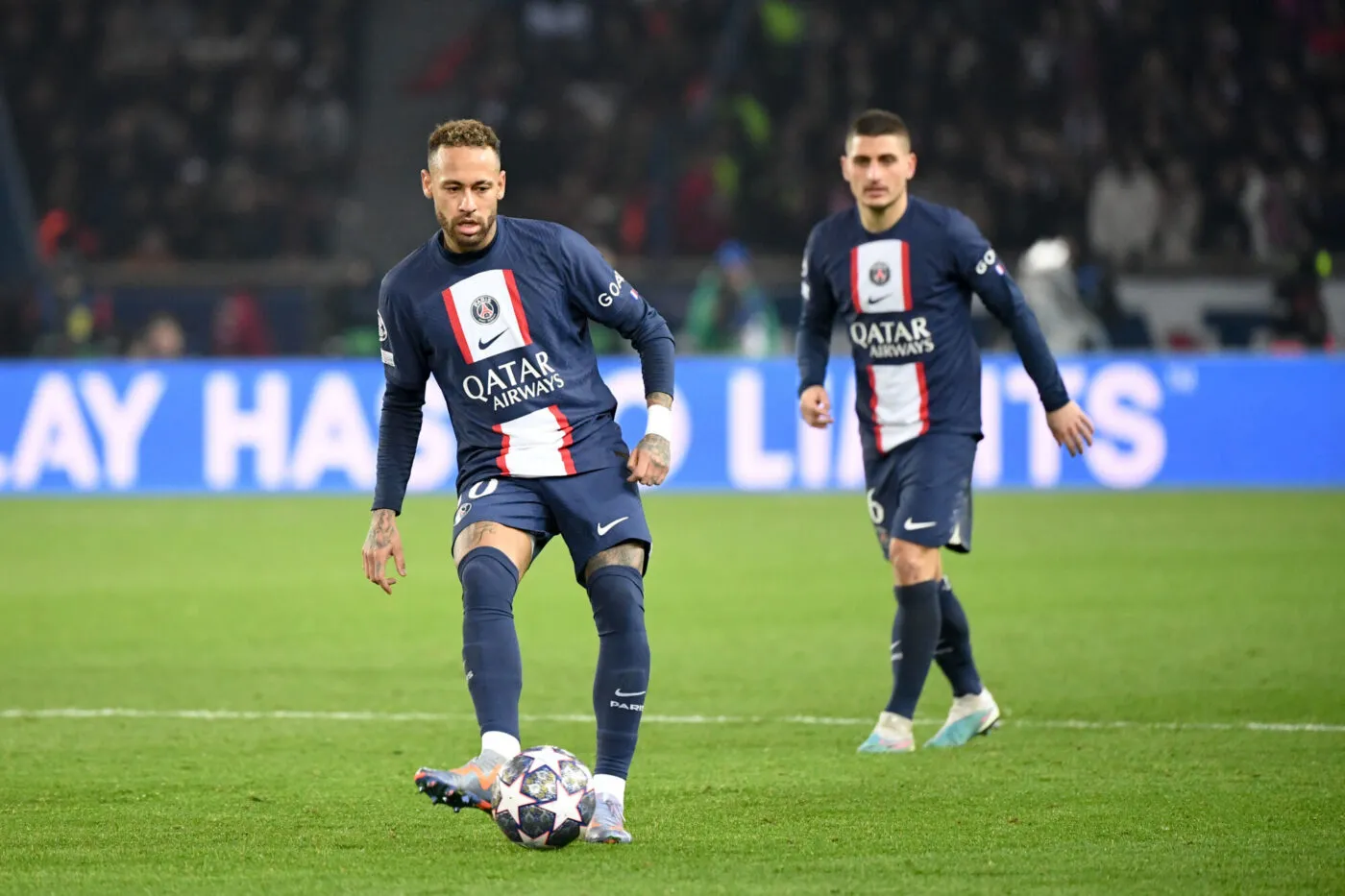 10 NEYMAR JR (psg) during the UEFA Champions League, Round of 16 match between PSG and Bayern Munich at Parc des Princes on February 14, 2023 in Paris, France. (Photo by Anthony Bibard/FEP/Icon Sport)