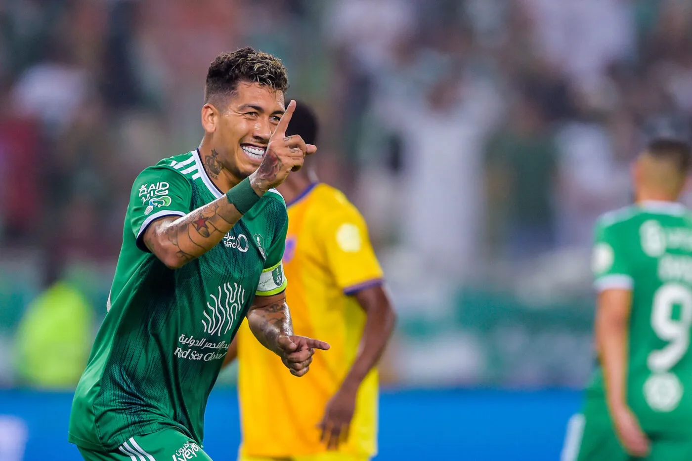 JEDDAH, SAUDI ARABIA - AUGUST 11: Al-Ahli's Roberto Firmino celebrating his goal during AL Ahli Saudi vs AL Hazem FC in Saudi Arabian Pro League on August 11, 2023 in Jeddah, Saudi Arabia.  Photo by Icon Sport