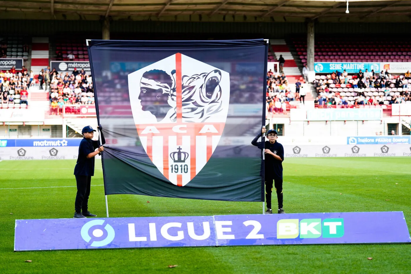 Illustration during the Ligue 2 BKT match between Quevilly Rouen and Ajaccio at Stade Robert Diochon on August 12, 2023 in Rouen, France. (Photo by Emma Da Silva/Icon Sport)
