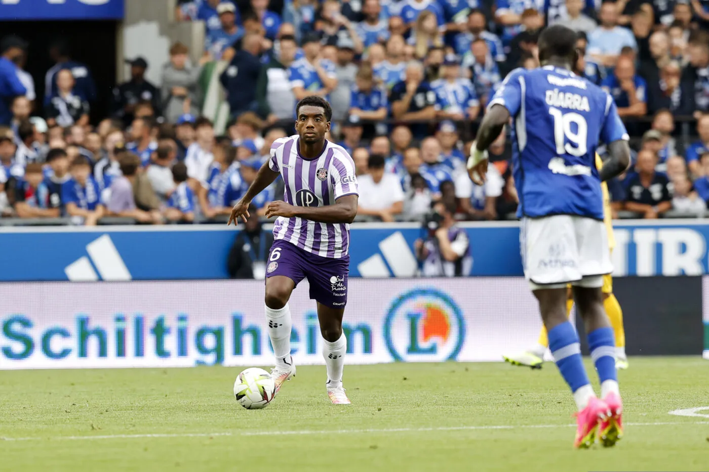 06 Logan COSTA (tfc) during the Ligue 1 Uber Eats  match between Racing Club de Strasbourg Alsace and Toulouse Football Club at Stade de la Meinau on August 27, 2023 in Strasbourg, France. (Photo by Loic Baratoux/FEP/Icon Sport)