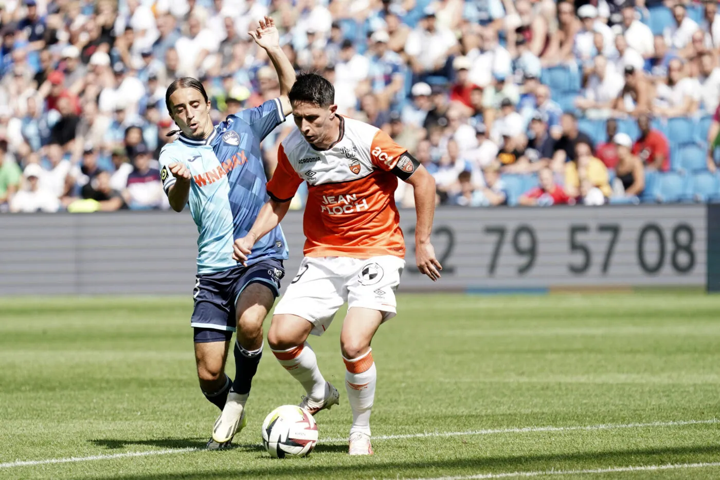 08 Yassine KECHTA (hac) - 19 Laurent ABERGEL (fcl) during the Ligue 1 Uber Eats match between Havre Athletic Club and Football Club de Lorient at Stade Oceane on September 3, 2023 in Le Havre, France. (Photo by Dave Winter/FEP/Icon Sport)