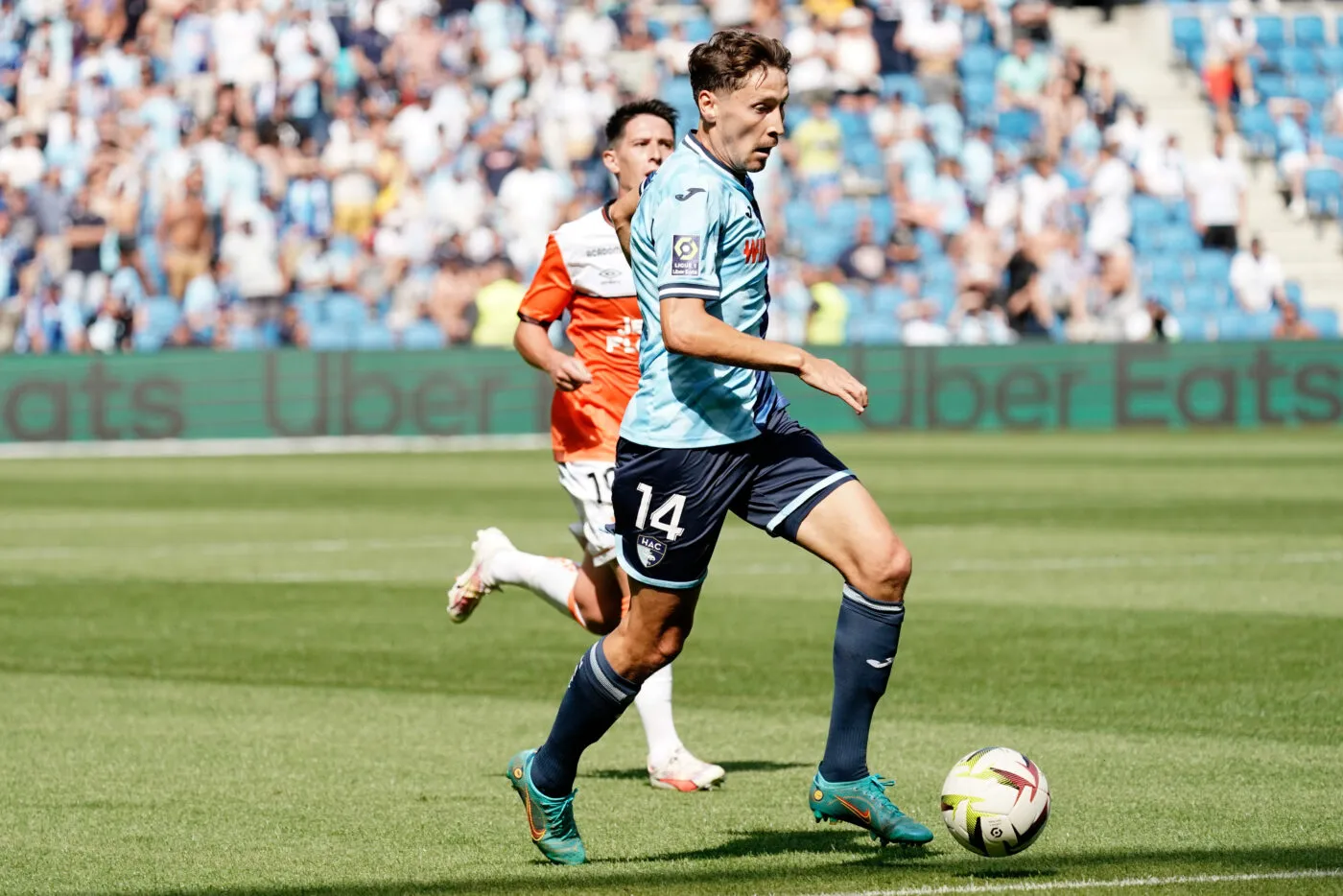 14 Daler KUZIAEV (hac) during the Ligue 1 Uber Eats match between Havre Athletic Club and Football Club de Lorient at Stade Oceane on September 3, 2023 in Le Havre, France. (Photo by Dave Winter/FEP/Icon Sport)