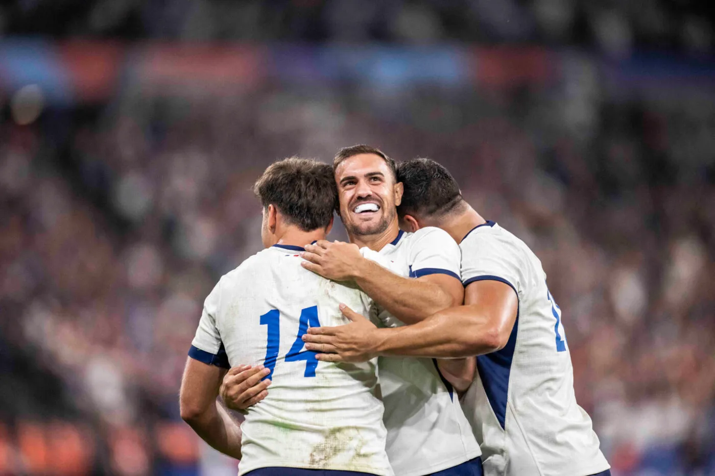 Melvin Jaminet during the France 2023 Rugby World Cup Pool A match between France and New Zealand at Stade de France in Saint-Denis, on the outskirts of Paris on September 8, 2023. Photo by Eliot Blondet/ABACAPRESS.COM - Photo by Icon sport