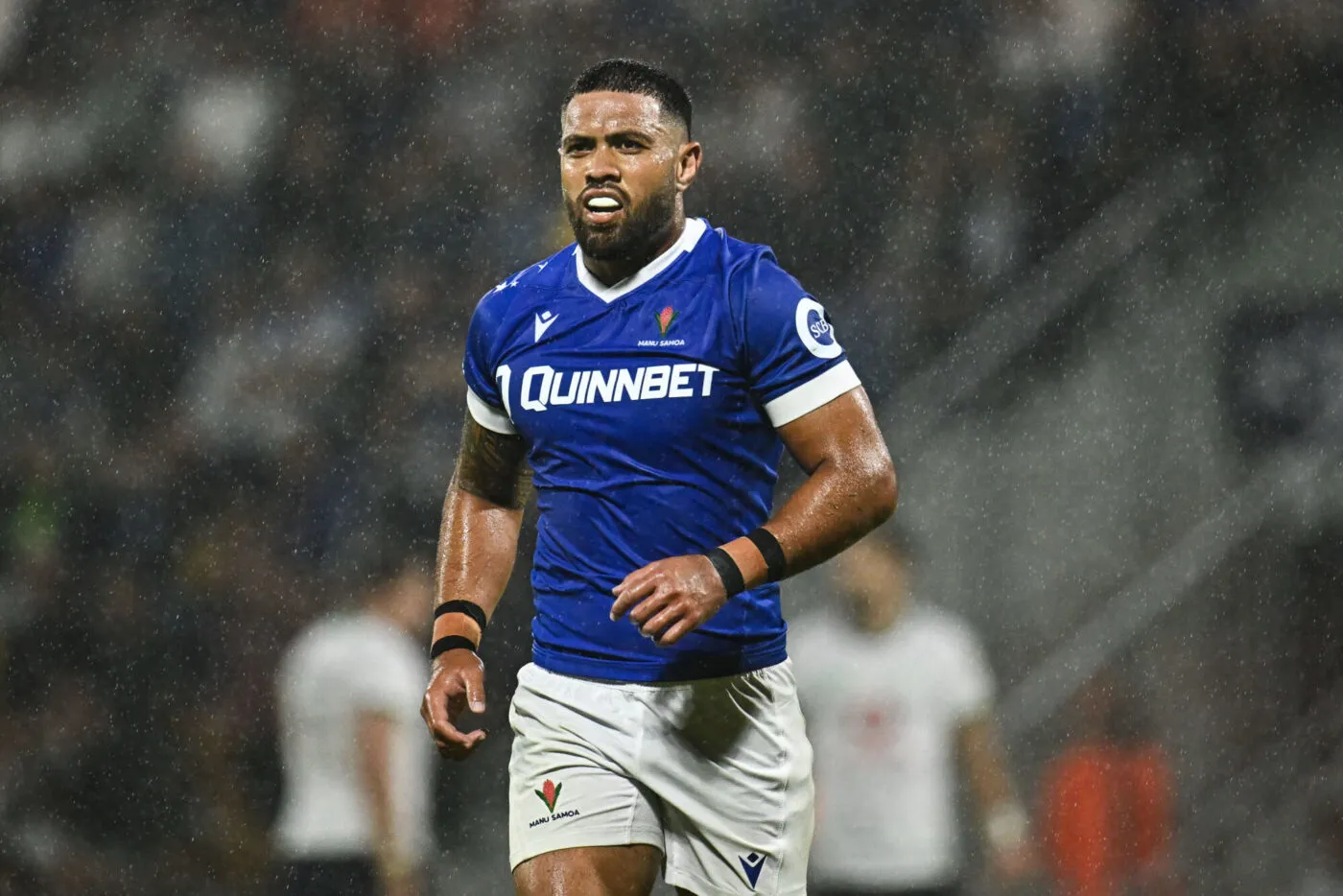 26 August 2023; Duncan Paia'Aua of Samoa during the Rugby World Cup warm-up match between Ireland and Samoa at Parc des Sports Jean Dauger in Bayonne, France. Photo by Harry Murphy/Sportsfile 