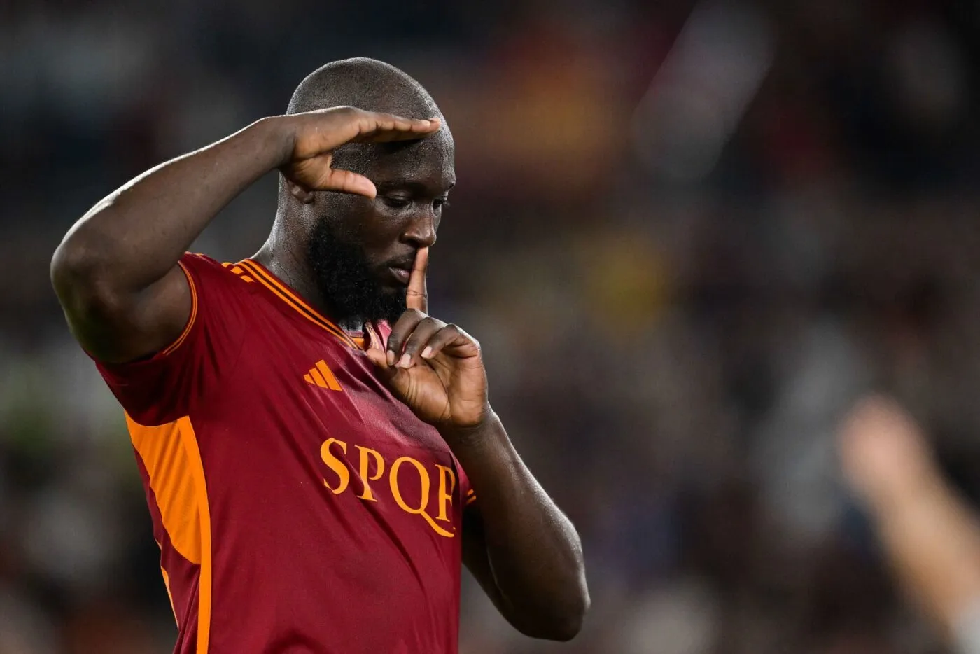 Foto Alfredo Falcone/LaPresse 17 Settembre 2023 - Roma, Italia - sport, calcio - Roma vs Empoli - Campionato italiano di calcio Serie A TIM 2023/2024 - Stadio Olimpico. Nella foto: esultanza Romelu Lukaku (AS Roma) Foto Alfredo Falcone/LaPresse September 17, 2023 Rome, Italy - sport, soccer - Roma vs Empoli - Italian Serie A Football Championship 2023/2024 - Olimpic Stadium. In the pic: Romelu Lukaku (AS Roma) celebrates - Photo by Icon sport