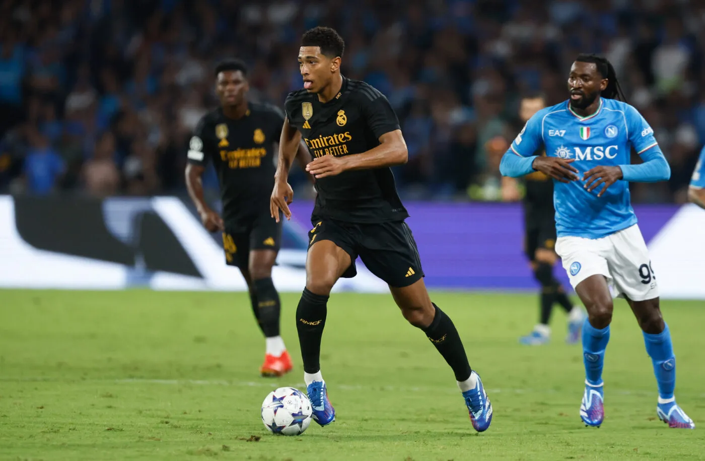 Partido de la Liga de Campeones entre el Nápoles y el Real Madrid. En la imagen, Bellingham.