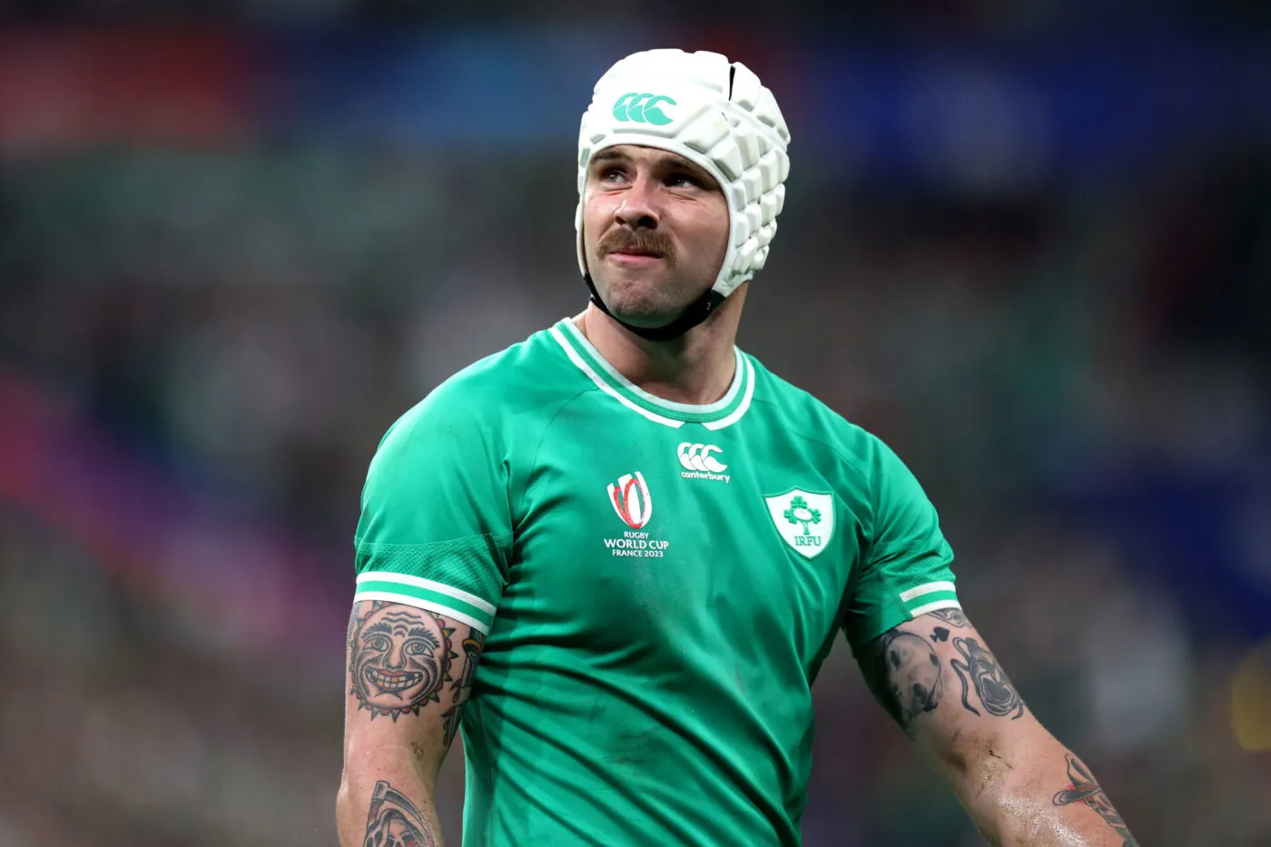 Ireland's Mack Hansen during the Rugby World Cup 2023, Pool B match at the Stade de France in Paris, France. Picture date: Saturday September 23, 2023. - Photo by Icon sport