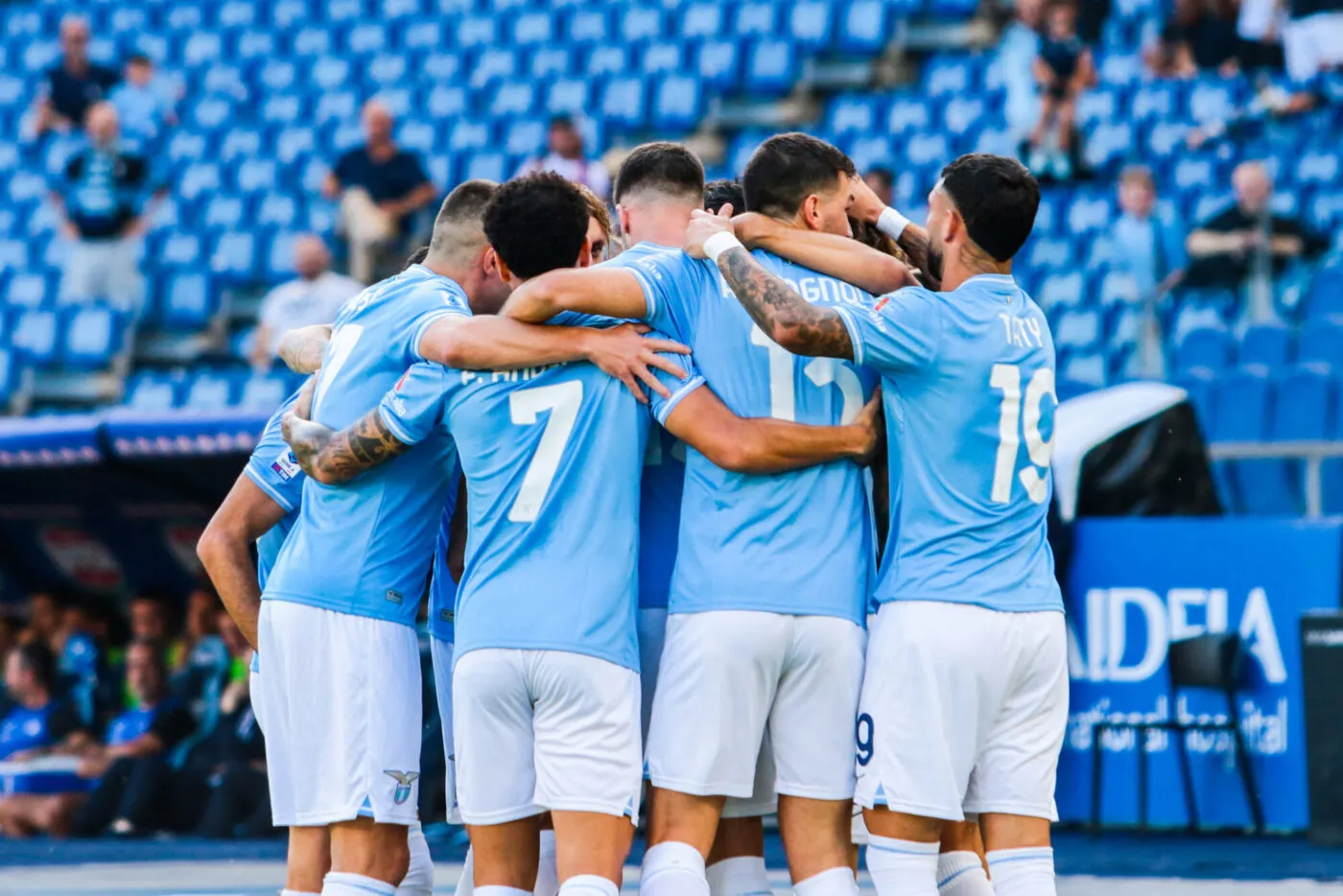 SS Lazio team during the Italian soccer Serie A match SS Lazio vs Atalanta BC on October 08, 2023 at the Olimpico stadium in Rome, Italy (Photo by Raffaele Conti/LiveMedia)