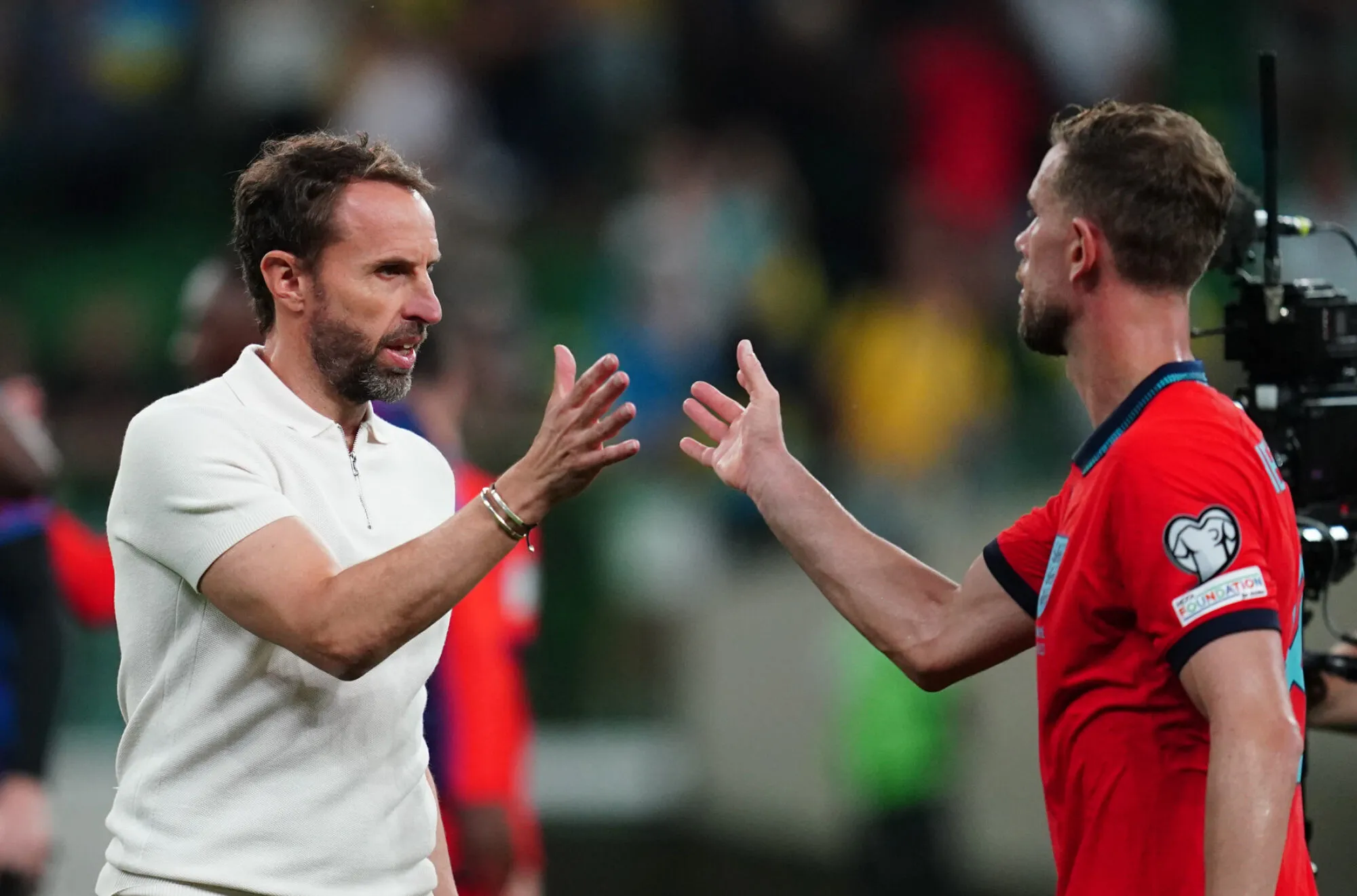 England manager Gareth Southgate and Jordan Henderson after the UEFA Euro 2024 Qualifying Group C match at the Tarczynski Arena in Wroclaw, Poland. Picture date: Saturday September 9, 2023. - Photo by Icon sport