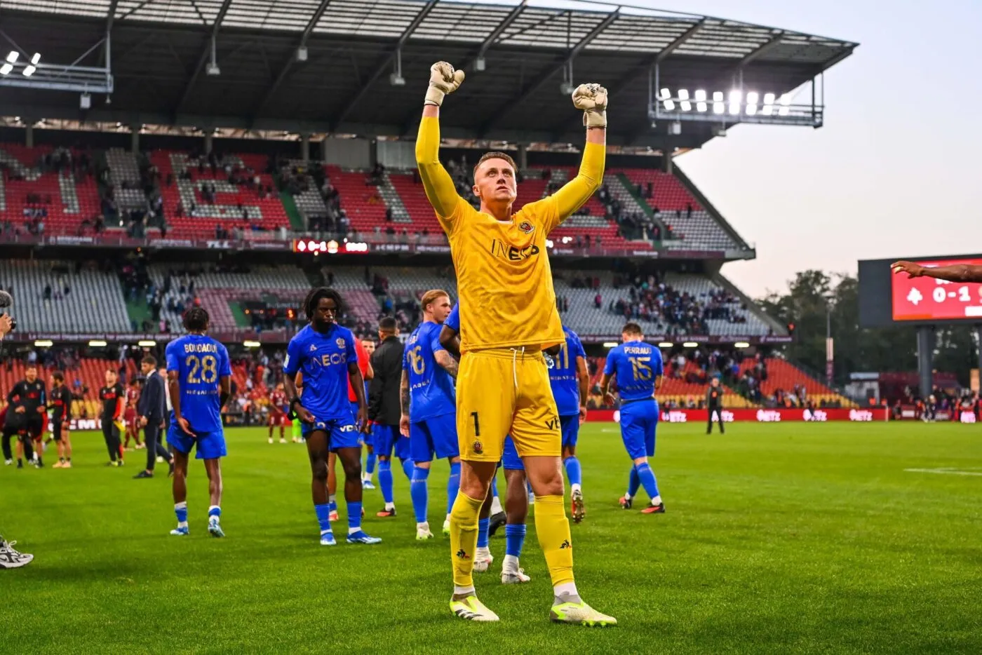 Marcin BULKA of Nice during the Ligue 1 Uber Eats match between Football Club de Metz and Olympique Gymnaste Club Nice on October 7, 2023 in Metz, France. (Photo by Anthony Dibon/Icon Sport)