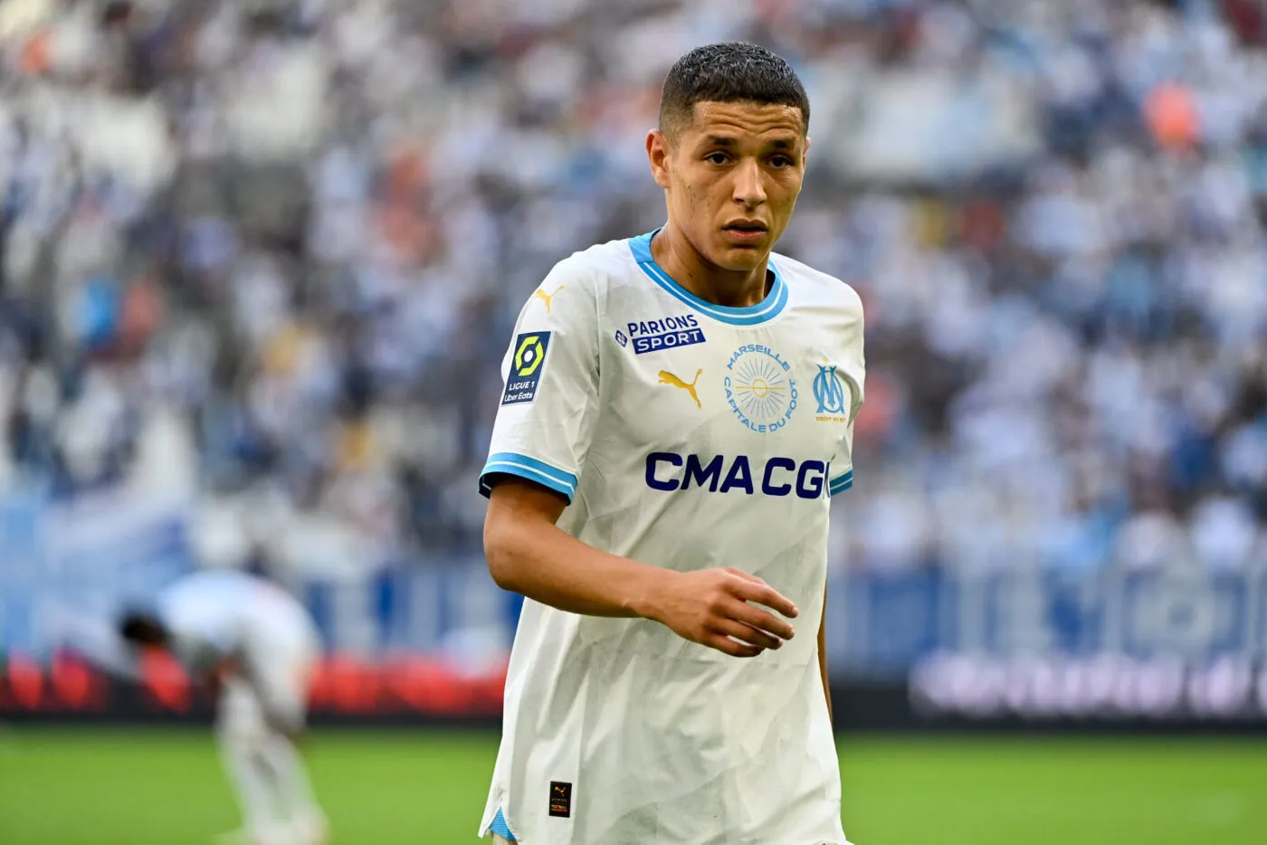 11 Amine HARIT (om) during the Ligue 1 Uber Eats match between Olympique de Marseille and Havre Athletic Club  at Orange Velodrome  on October 8, 2023 in Marseille, France. (Photo by Sylvain Thomas/FEP/Icon Sport)