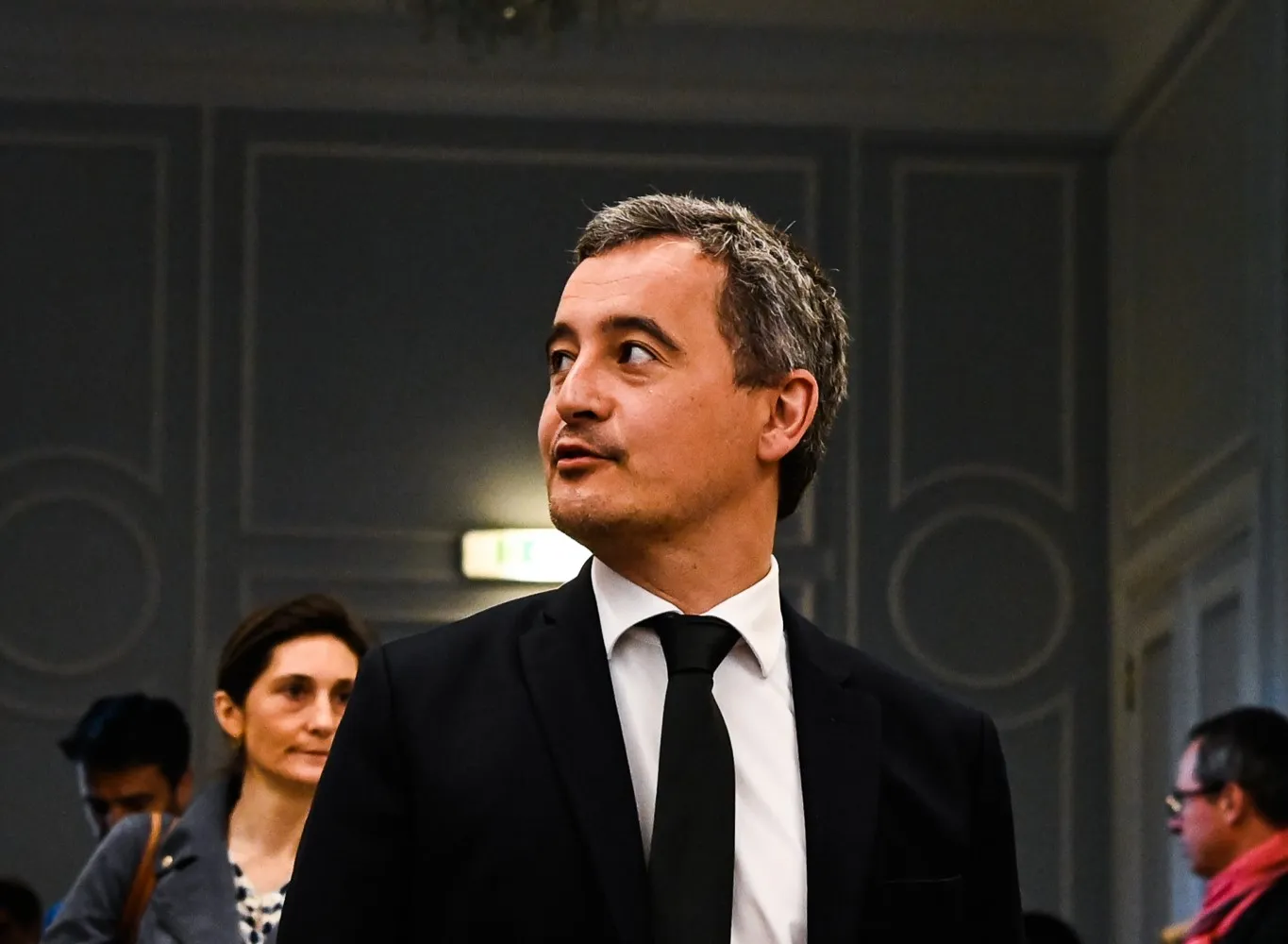 Minister of the Interior Gerald DARMANIN during the Press Conference regarding the security of the Opening Ceremony of the Olympic Games on May 23, 2023 in Paris, France. (Photo by Daniel Derajinski/Icon Sport)